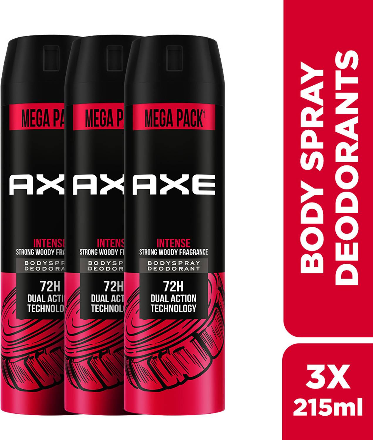 AXE intense Body Spray - For Men (645 ml, Pack of 3)