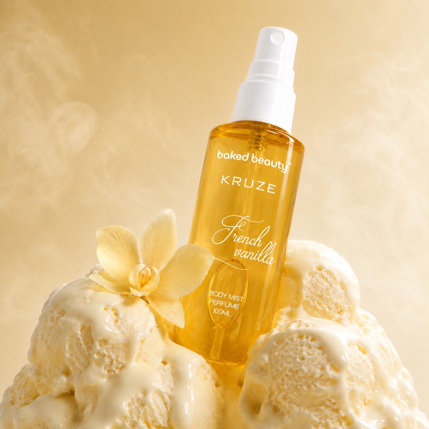 Image of BAKED BEAUTY Kruze French Vanilla Body Mist Refreshing Long Lasting Gourmet Fragrance Body Mist - For Women