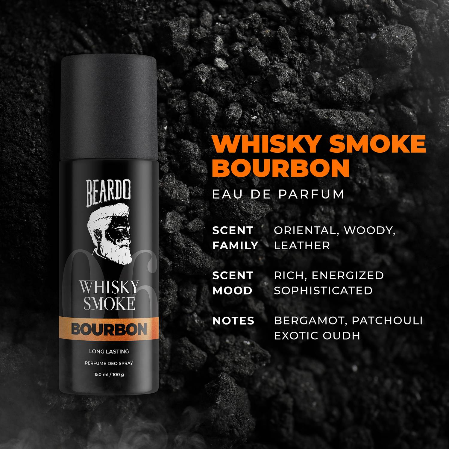 BEARDO Whisky Smoke & Bourbon Body Spray 150ml - Image 2