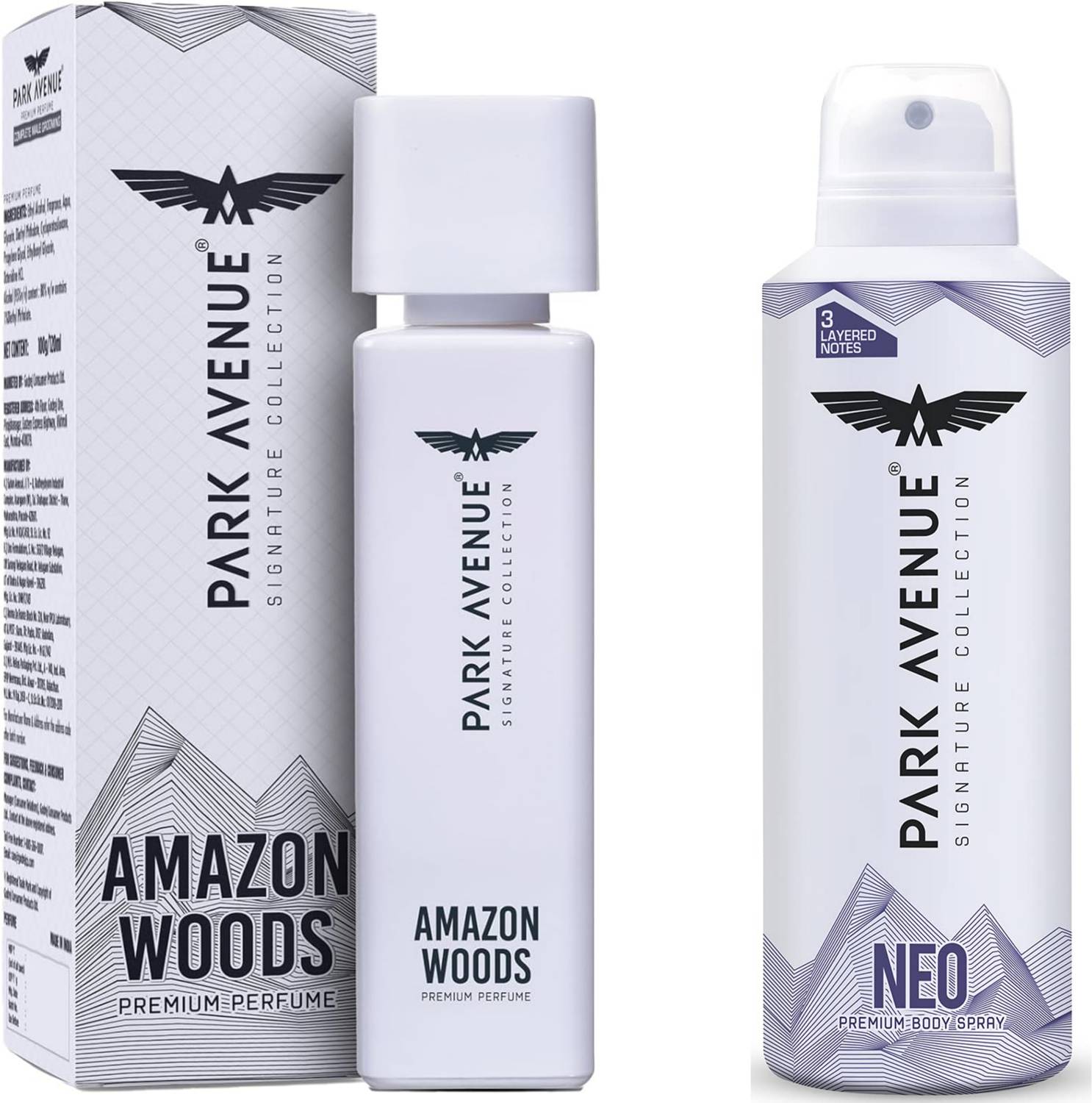 PARK AVENUE RANGE VOYAGE AMAZON WOODS 120ML & NEO PREMIUM BODY De