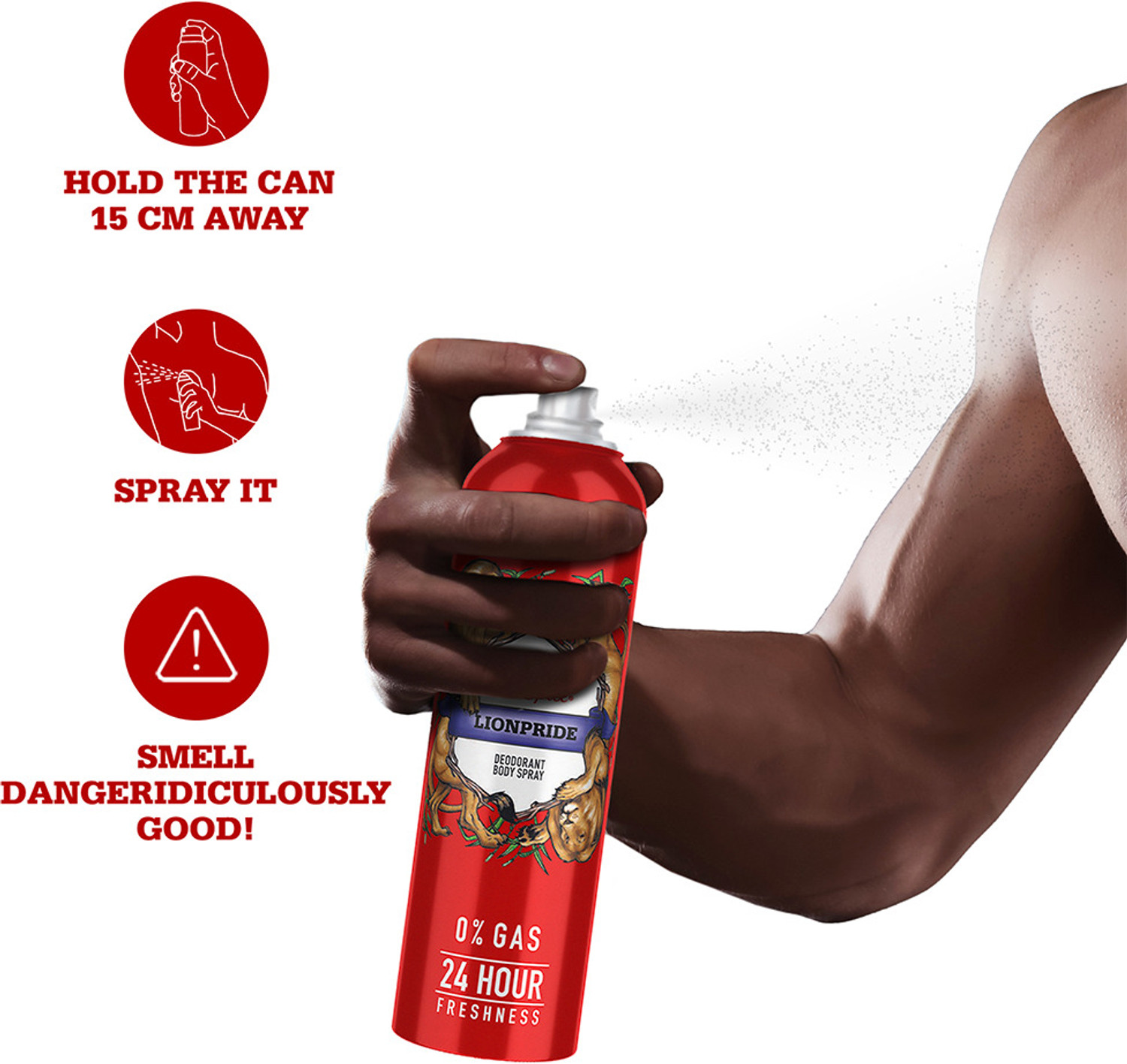Image of OLD SPICE Lionpride No Gas 24hr Long Lasting Freshness Deodorant Spray 3x140ml pack Body Spray - For Men