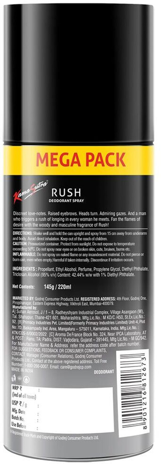 Image of Kamasutra Rush Deodorant Spray - For Men