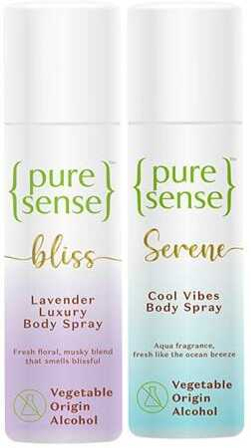 Image of PureSense BLISS LAVENDER LUXURY + SERENE COOL VIBES 150 X 2= 300 ML Deodorant Spray - For Men & Women