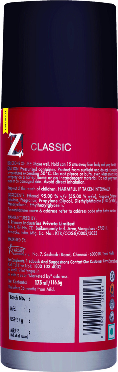 Image of Z - Magnetism for Men Classic Deo, 175 ml, Pack of 3 (Get 125 g Soap) Deodorant Spray - For Men