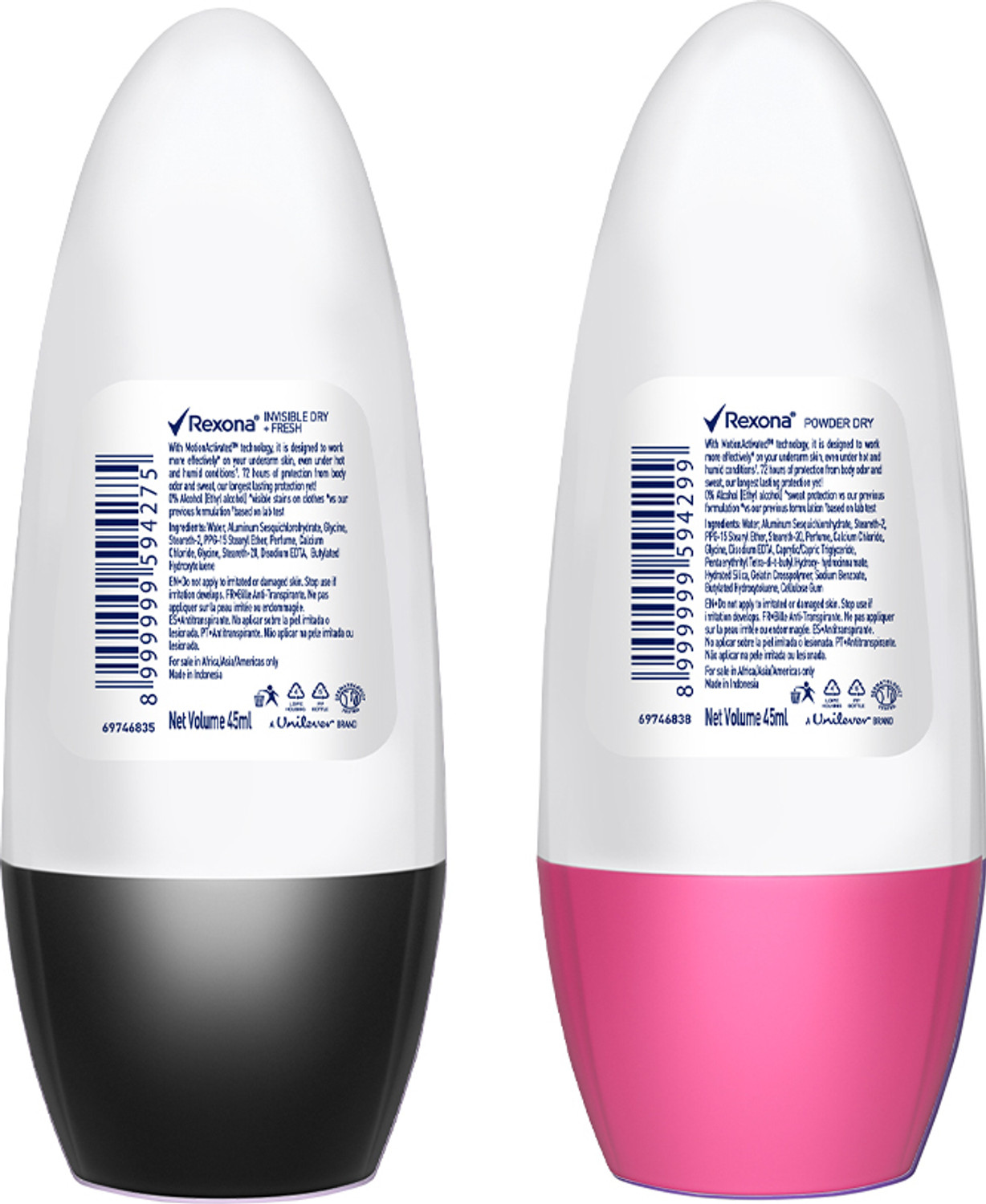 Image of Rexona Women Invisible Dry & Powder Dry Motion Activated Roll-On Deodorant Roll-on - For Women