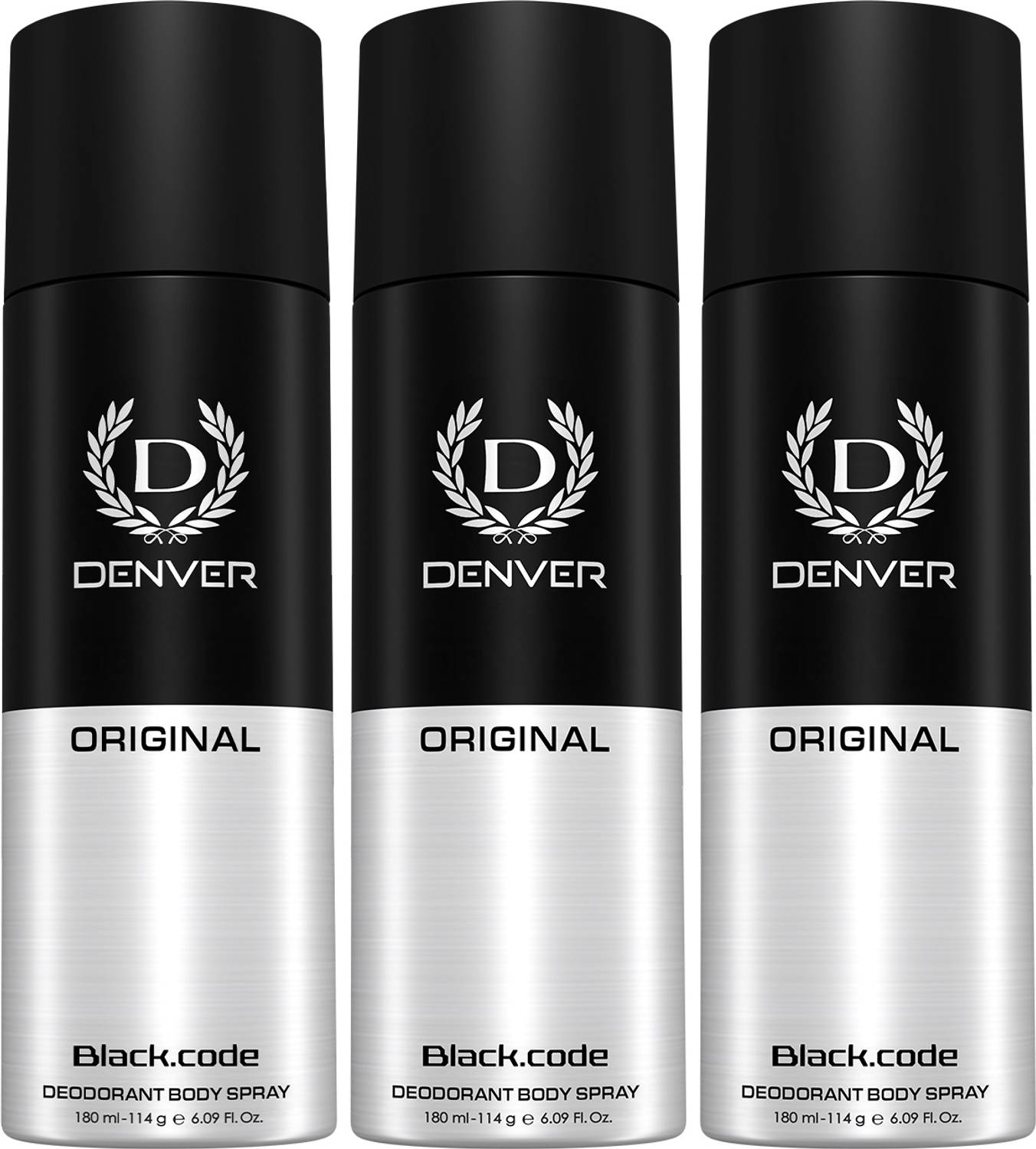 DENVER Black Code Body Spray - For Men (540 ml, Pack of 3)