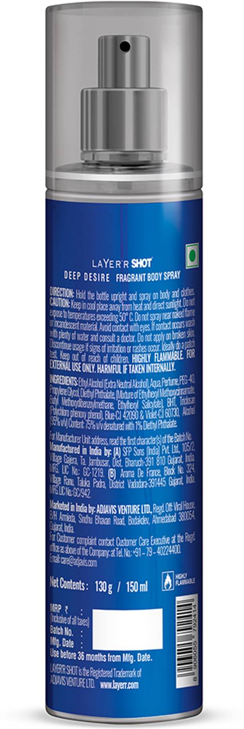 LAYER'R Shot Deep Desire Body Spray - For Men - Image 3