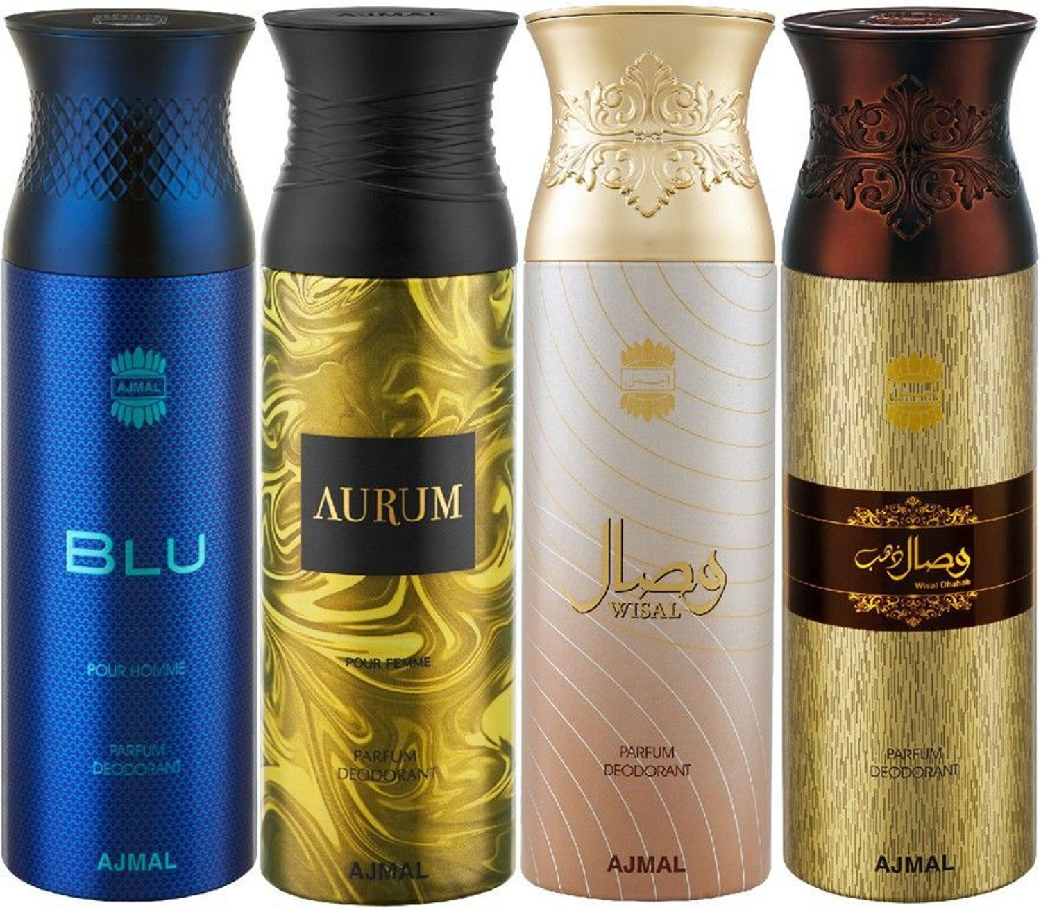 Image of Ajmal Blu, Aurum, Wisal & Wisal Dhahab Each Deodorant Spray - For Men & Women