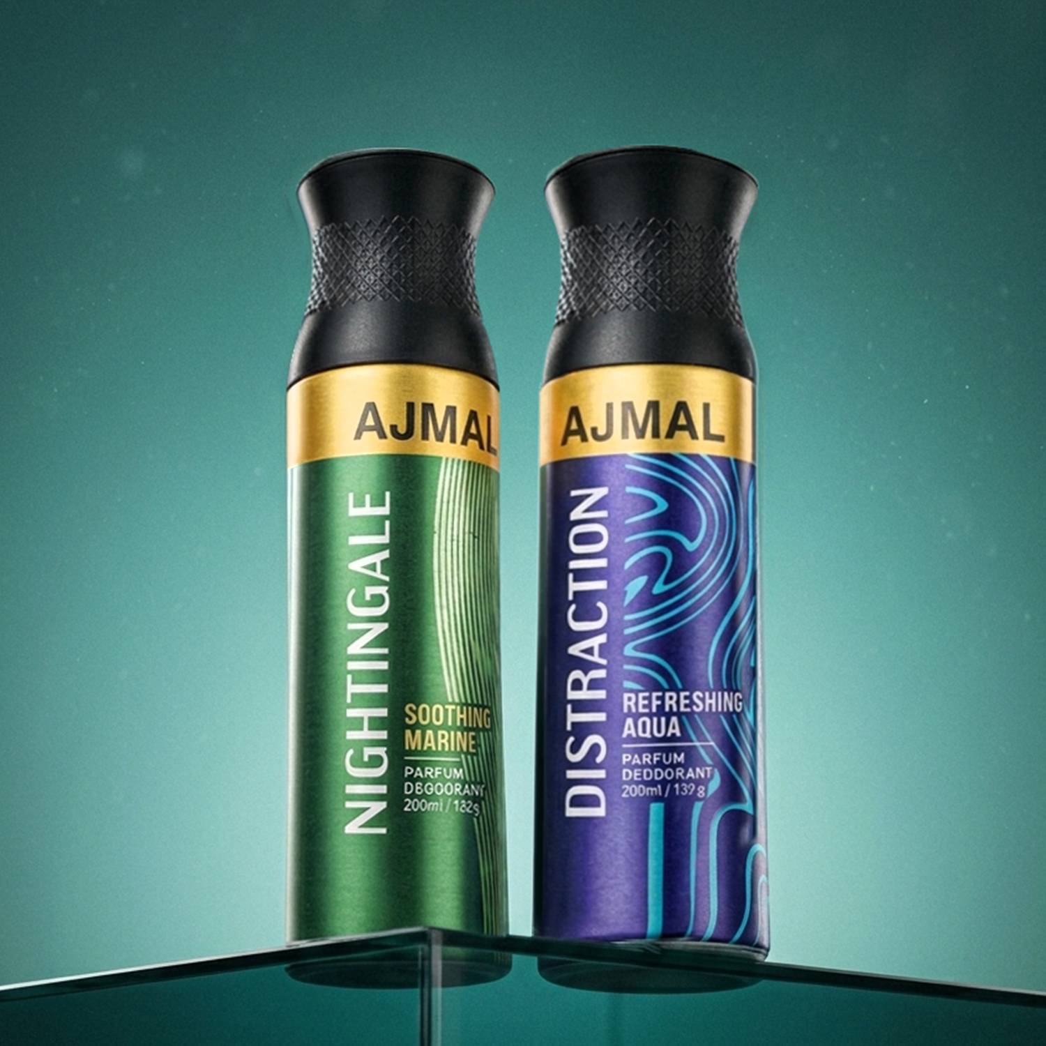 Ajmal Distraction & Nightingale Deodorant Combo pack of 2 High Quality Deodorants 200 ml each (Total 400ML) for Men & Women + 2 Parfum Testers Deodorant Spray  -  For Men & Women