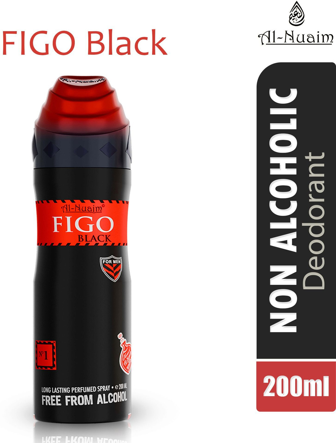 Image of Al-Nuaim Figo Black |Alcohol Free |Deodorant |Long Lasting Perfumed Spray Body Spray - For Men