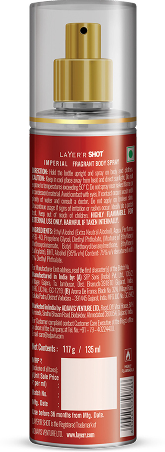 Image of LAYER'R SHOT GOLD IMPERIAL 135ml Body Spray - For Men