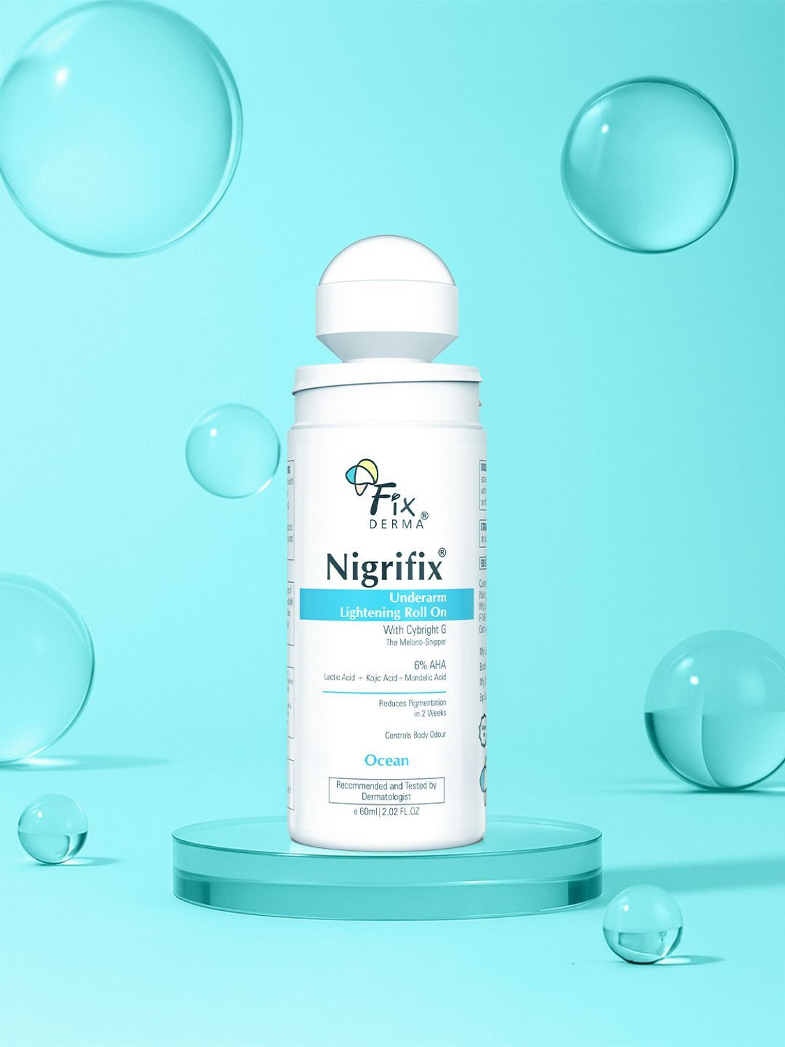 Image of Fixderma Nigrifix Underarm Ocean Roll on With 6% AHA, Lactic Acid & 1% Mandelic Acid Deodorant Roll-on - For Men & Women