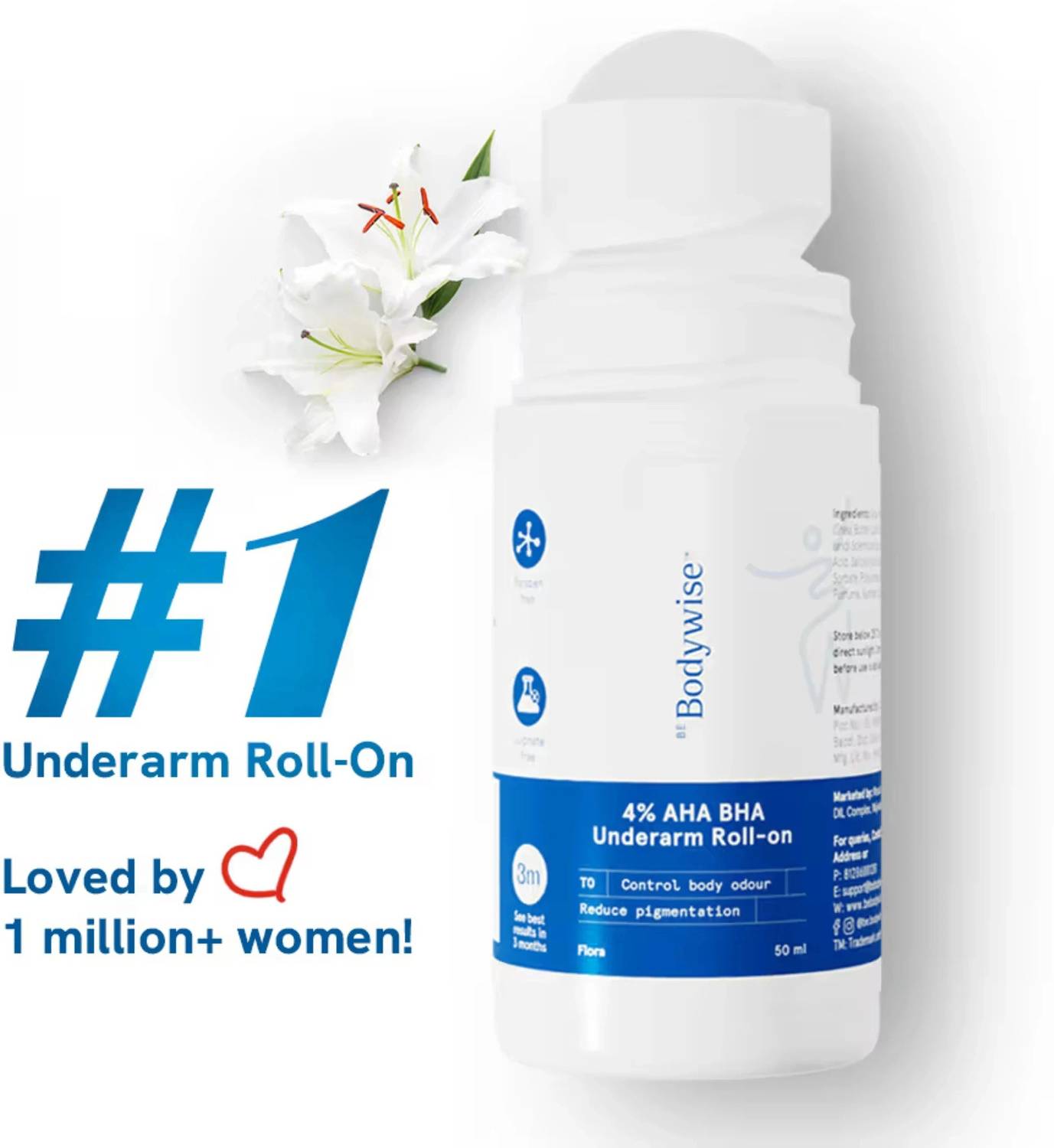 Be Bodywise 4% AHA BHA Underarm Roll On - Flora Fragrance