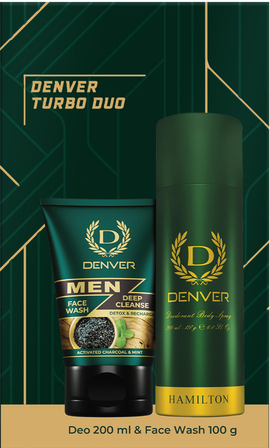 Image of DENVER Beginner's Grooming Combo|Hamilton 200 g+ Deep Cleanse Facewash 100 g Deodorant Spray - For Men