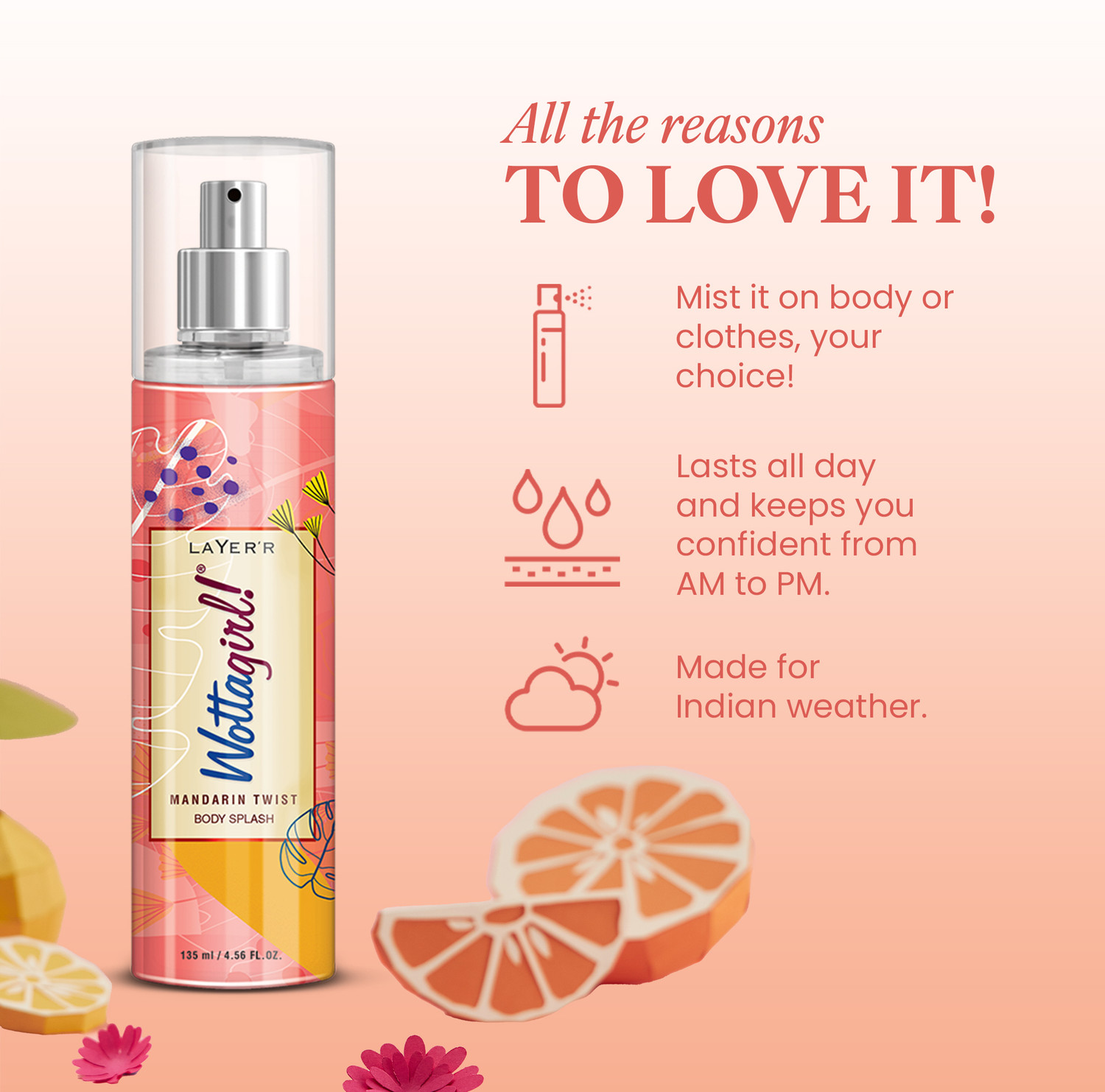 Image of LAYER'R Mandarin Twist Fragrant Long Lasting Body Spray Perfume Body Spray - For Women