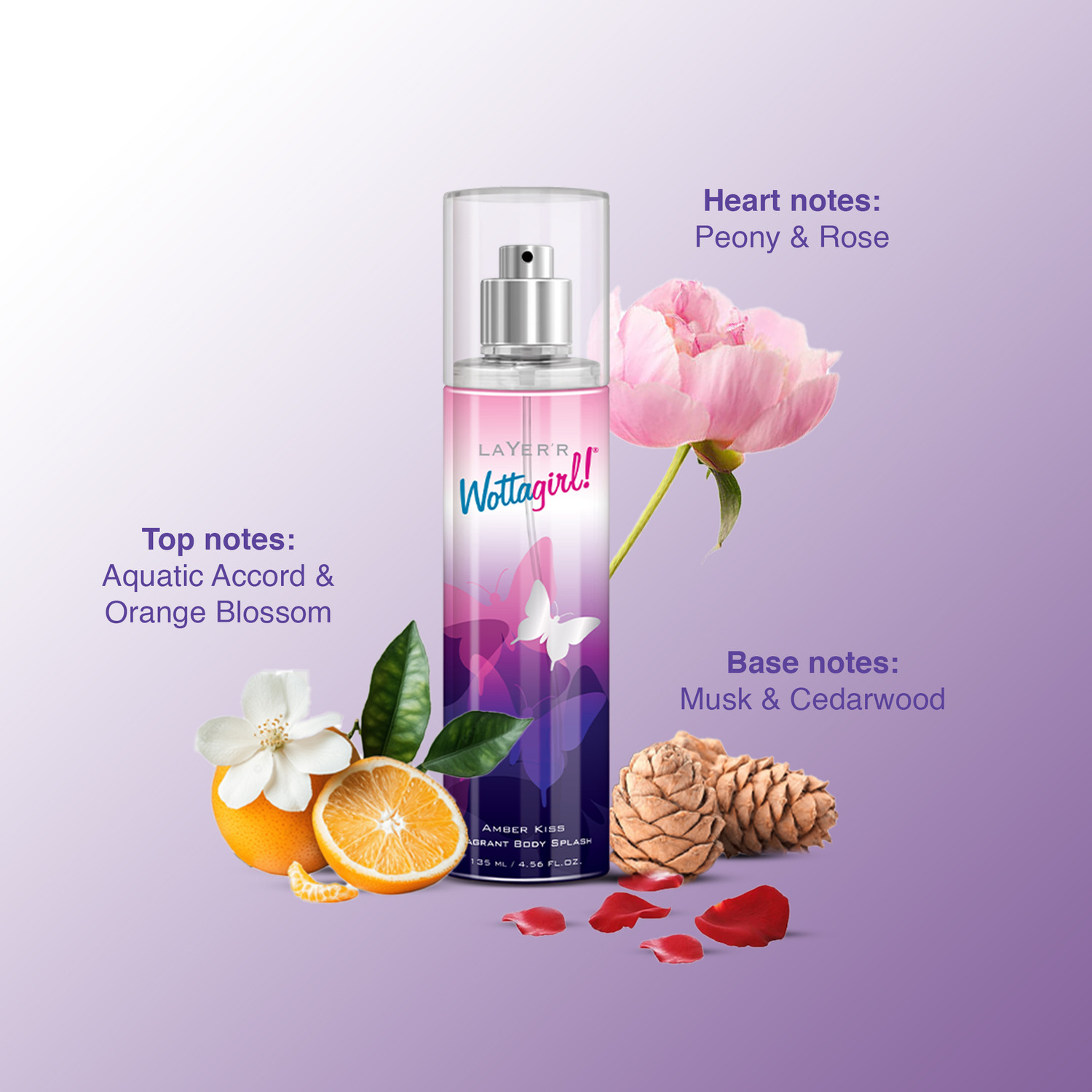 Image of LAYER'R Wottagirl Amber Kiss Fragrant Long Lasting Body Spray - For Women