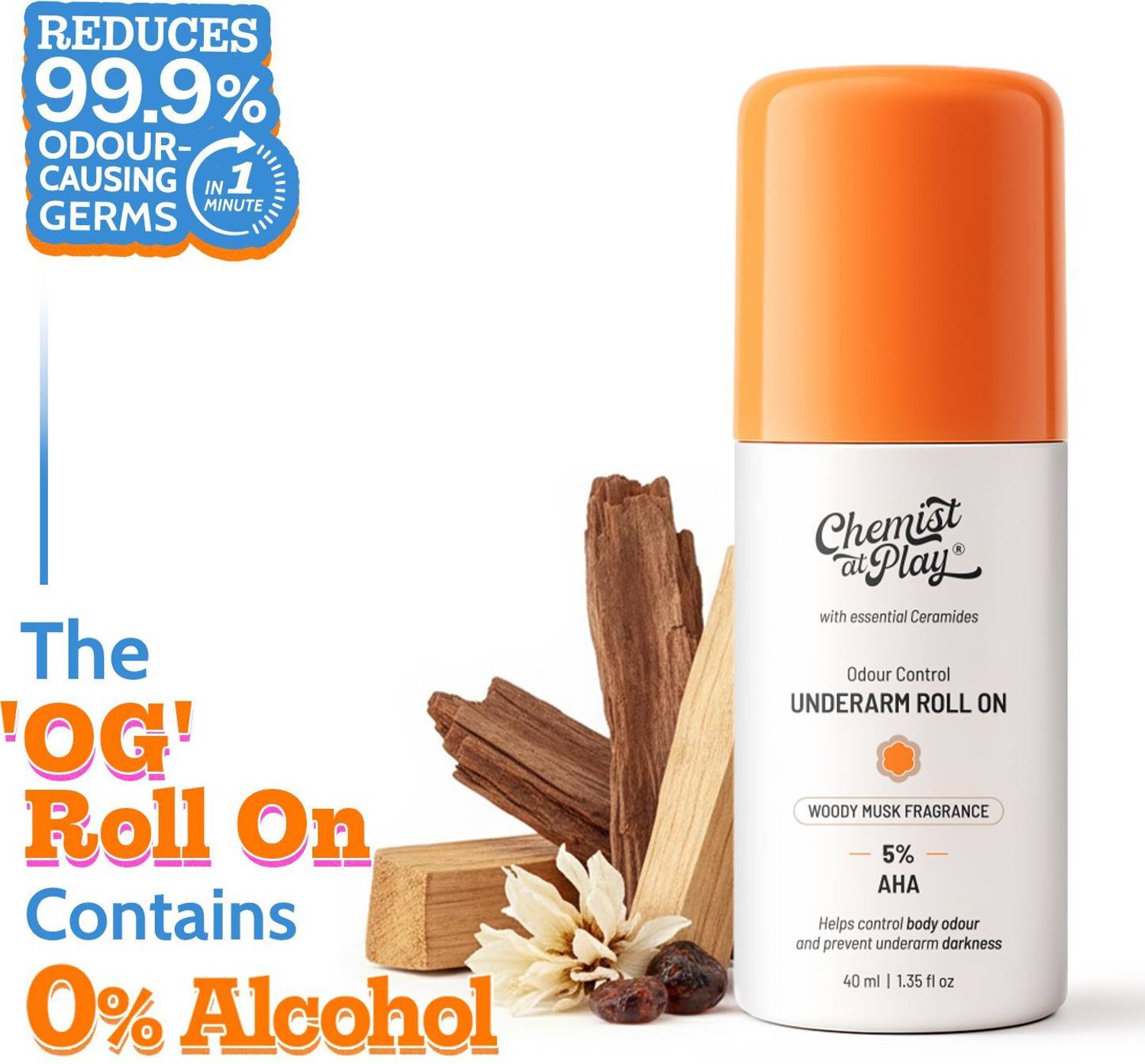 Chemist at Play 5% AHA Underarm Roll On 40ml - Image 1