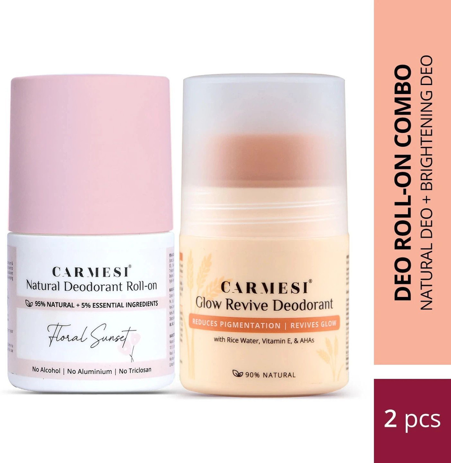 Image of Carmesi Underarm Roll On Deodorant Combo - Glow Revive & Floral Sunset Deodorant Roll-on - For Women