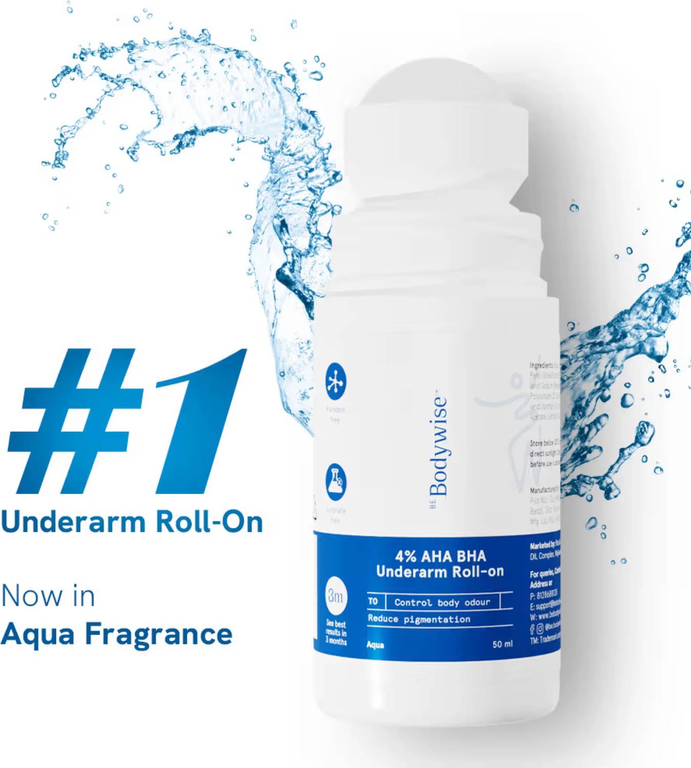 Be Bodywise 4% AHA BHA Underarm Roll On Reduces Pigmentation &