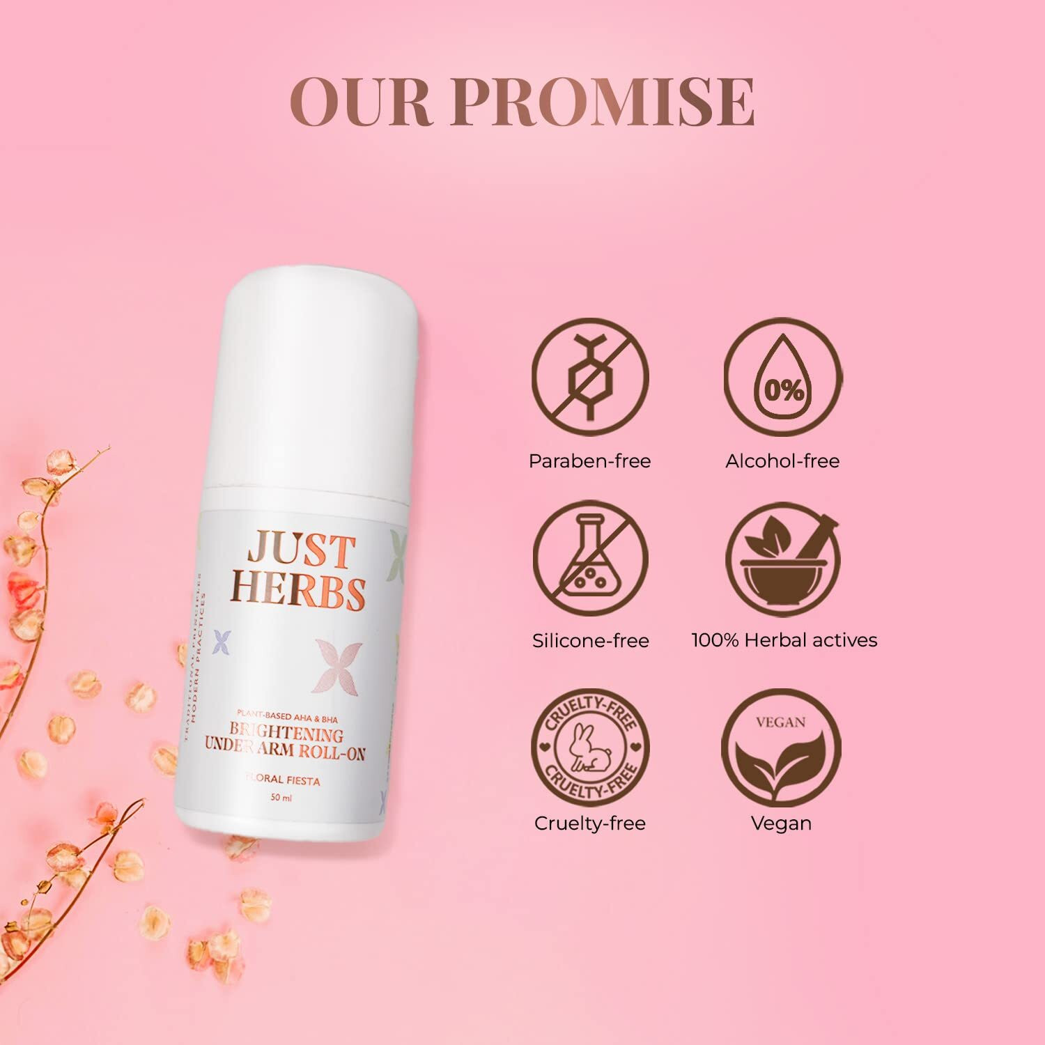 Image of Just Herbs Floral Fiesta Long-Lasting And Refreshing Underarm Deodorant Roll-on - For Women