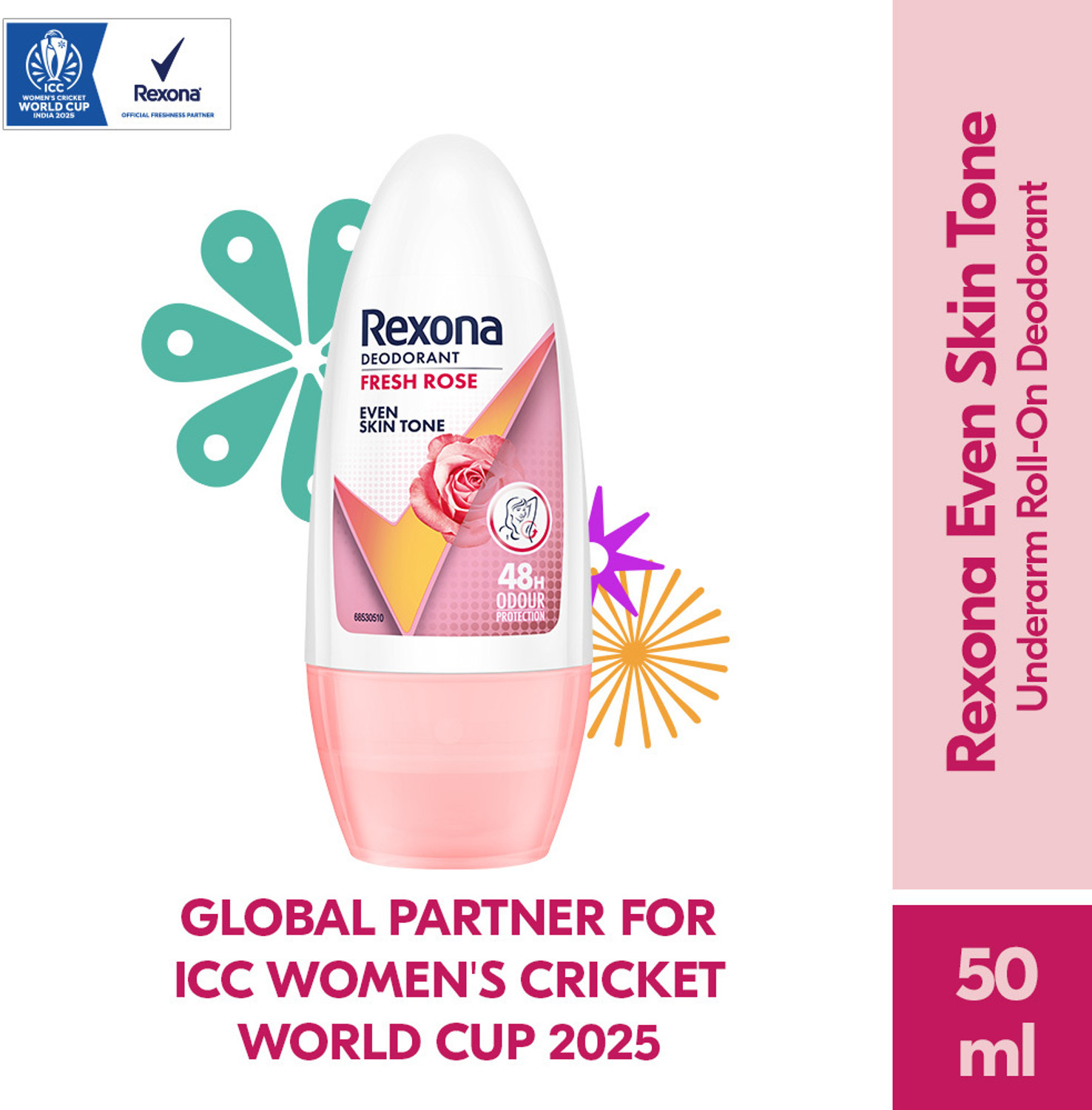 Image of Rexona Fresh Rose Underarm Roll On Deodorant For Women Deodorant Roll-on - For Women