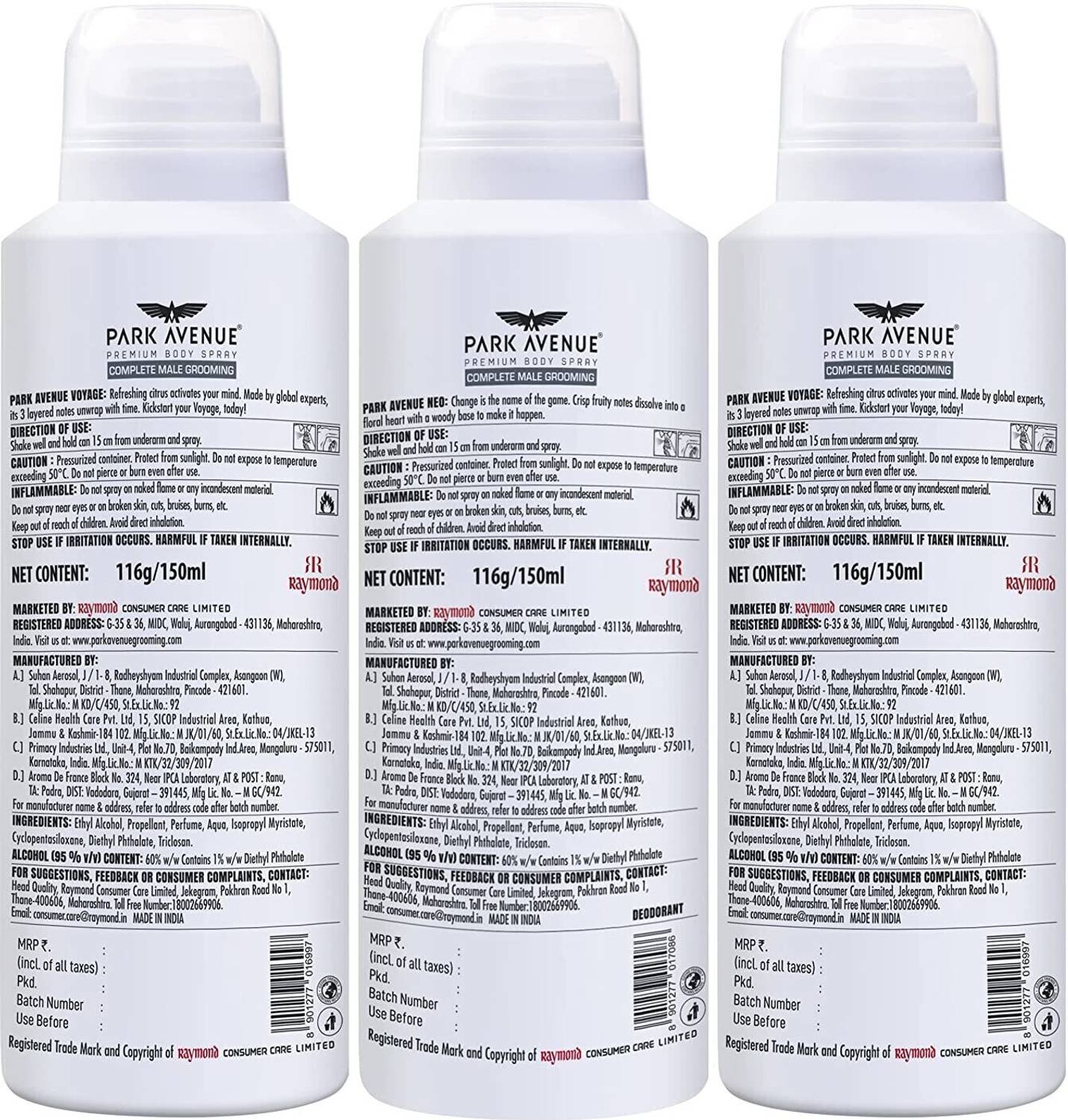 PARK Signature Collection Body Spray for Men, 3 Pack - Image 2