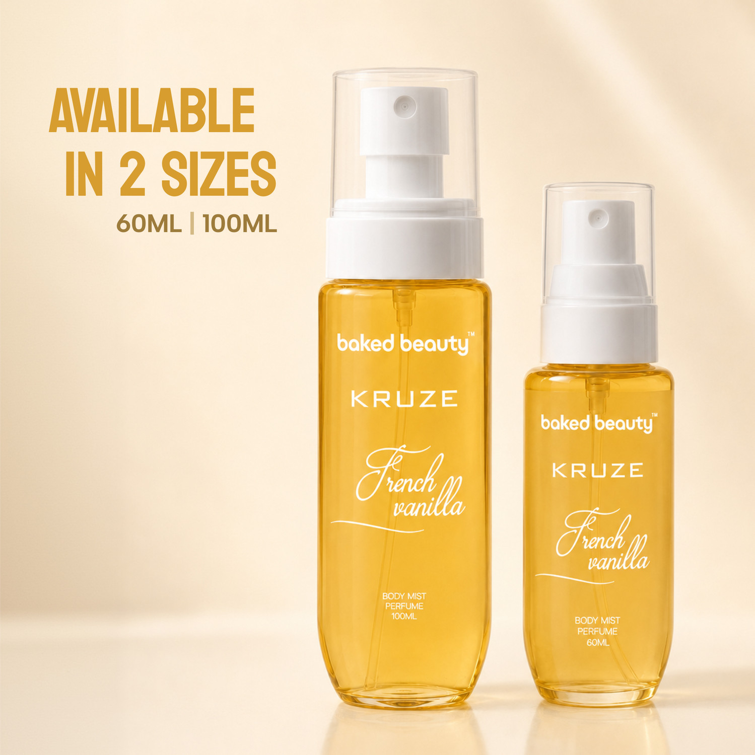 Image of BAKED BEAUTY Kruze French Vanilla Body Mist Refreshing Long Lasting Gourmet Fragrance Body Mist - For Women