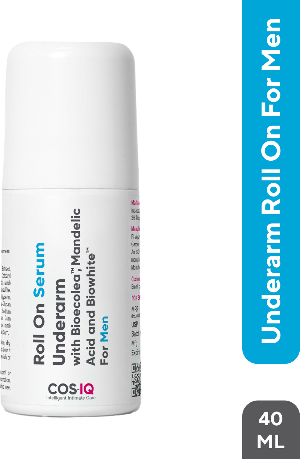 Image of Cos-IQ Brightening Underarm Roll-On Serum for Sensitive Skin, Odour Control Deodorant Roll-on - For Men