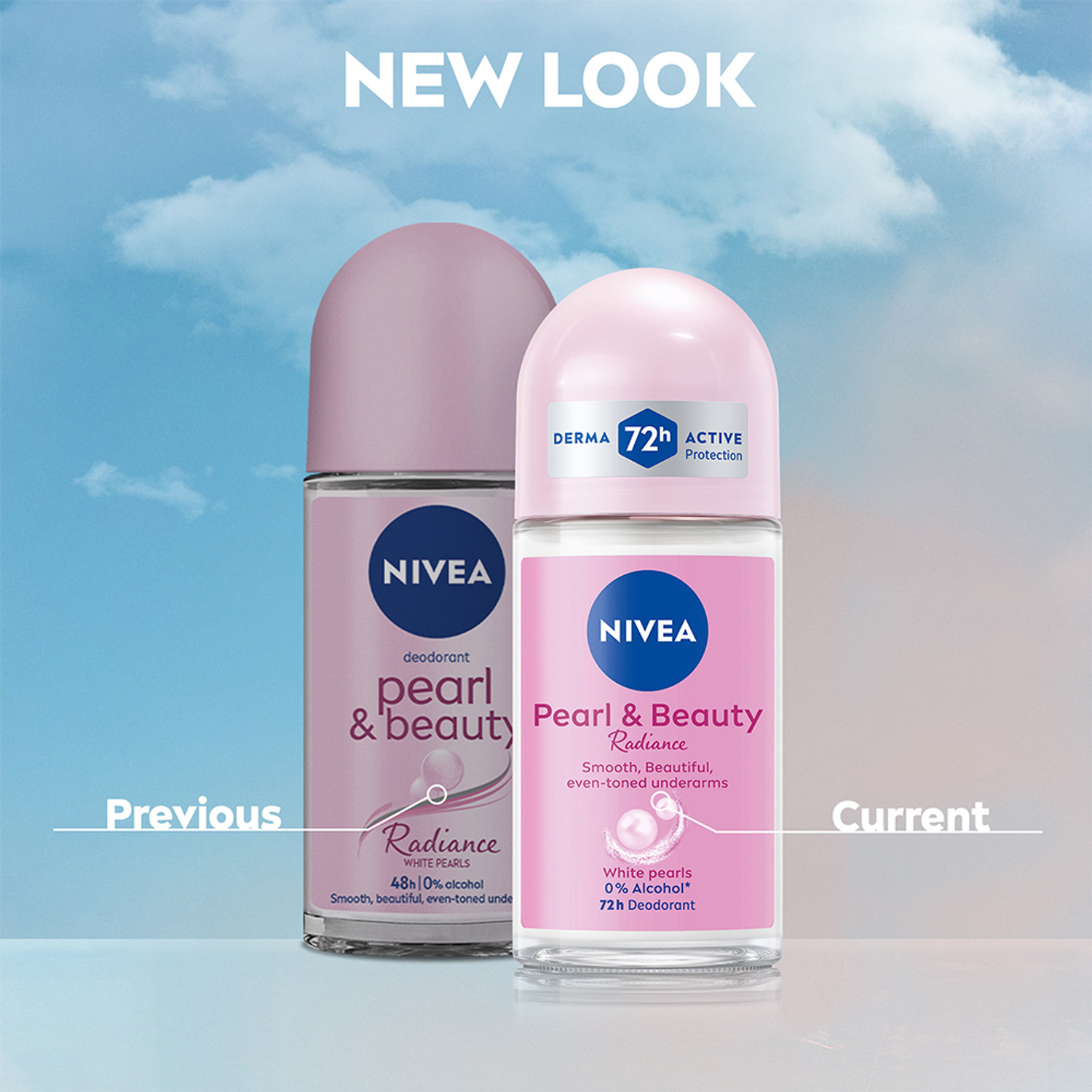 Image of NIVEA Pearl and Beauty Radiance Combo, Eventone Underarms, 0% Alcohol, 72h Protection Deodorant Roll-on - For Women