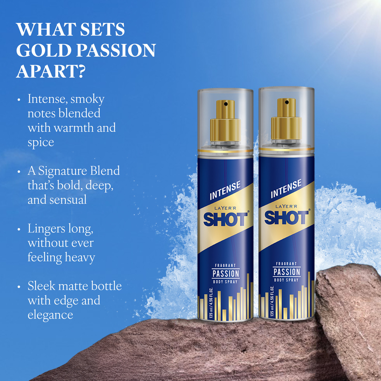 Image of LAYER'R Shot Passion Long Lasting Fragrance Body Spray - For Men
