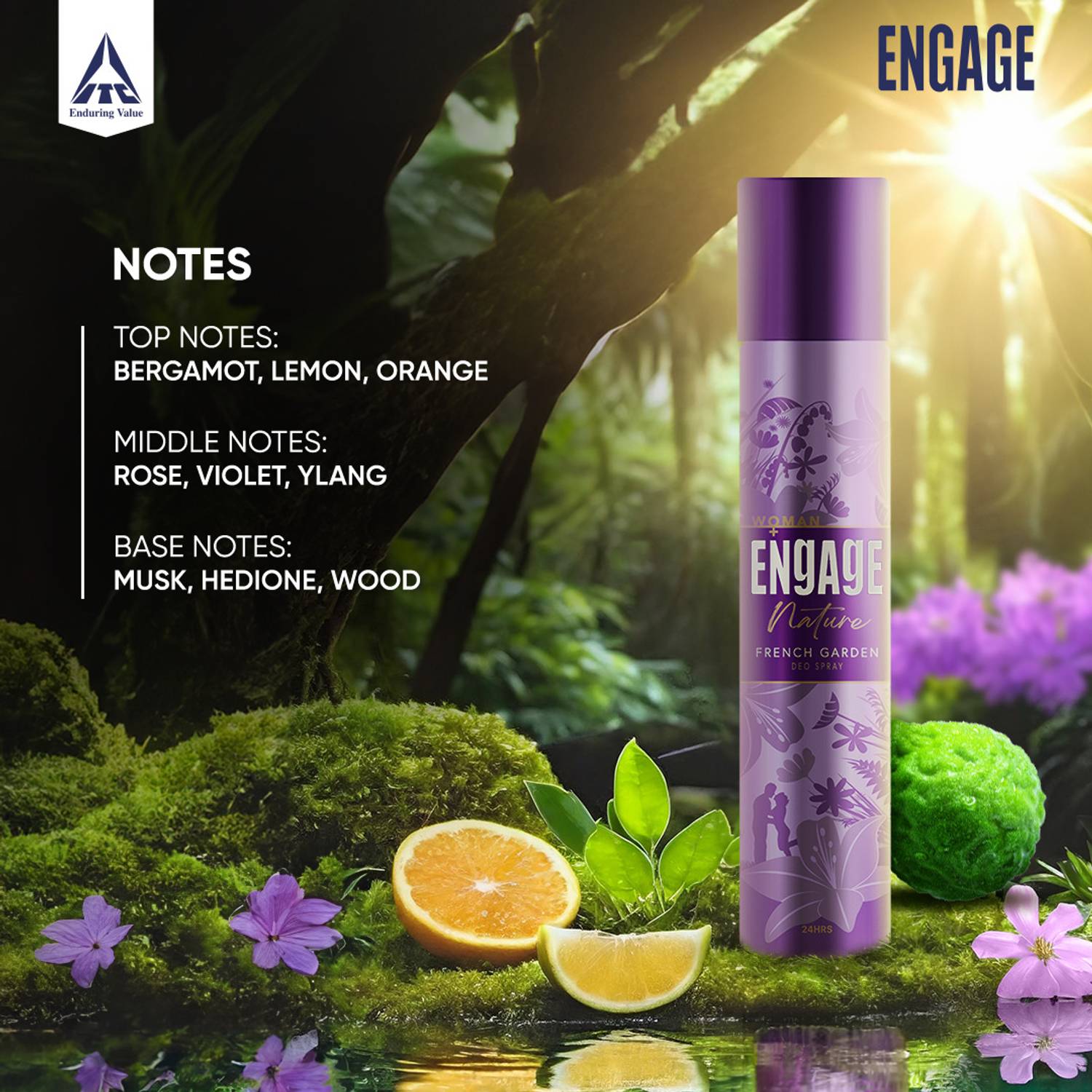 Engage Nature Deo: 2 French Garden & 1 Berry Bloom (150ml X 3) De... more