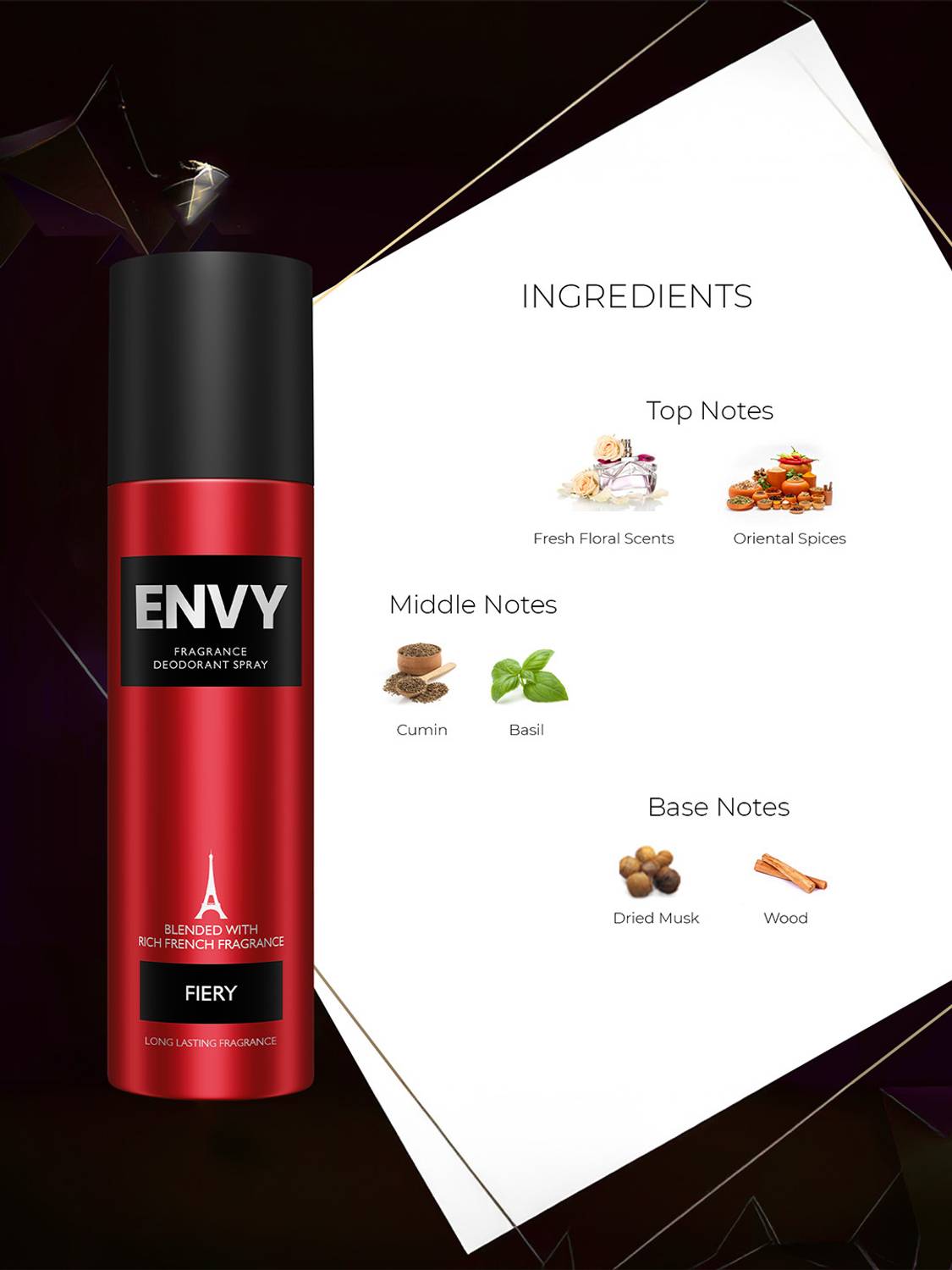 Envy Dark, Fiery & Absolute Long-Lasting Perfume Deodorant Spray - Image 4