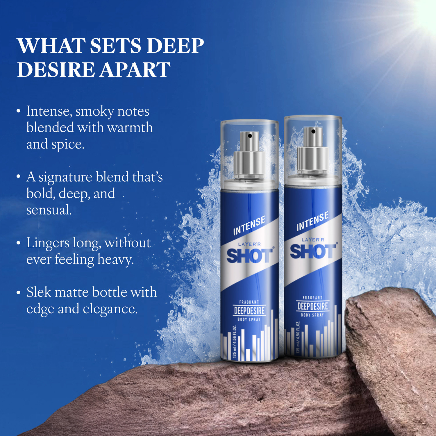 Image of LAYER'R Shot Deep Desire Long Lasting Body Spray - For Men