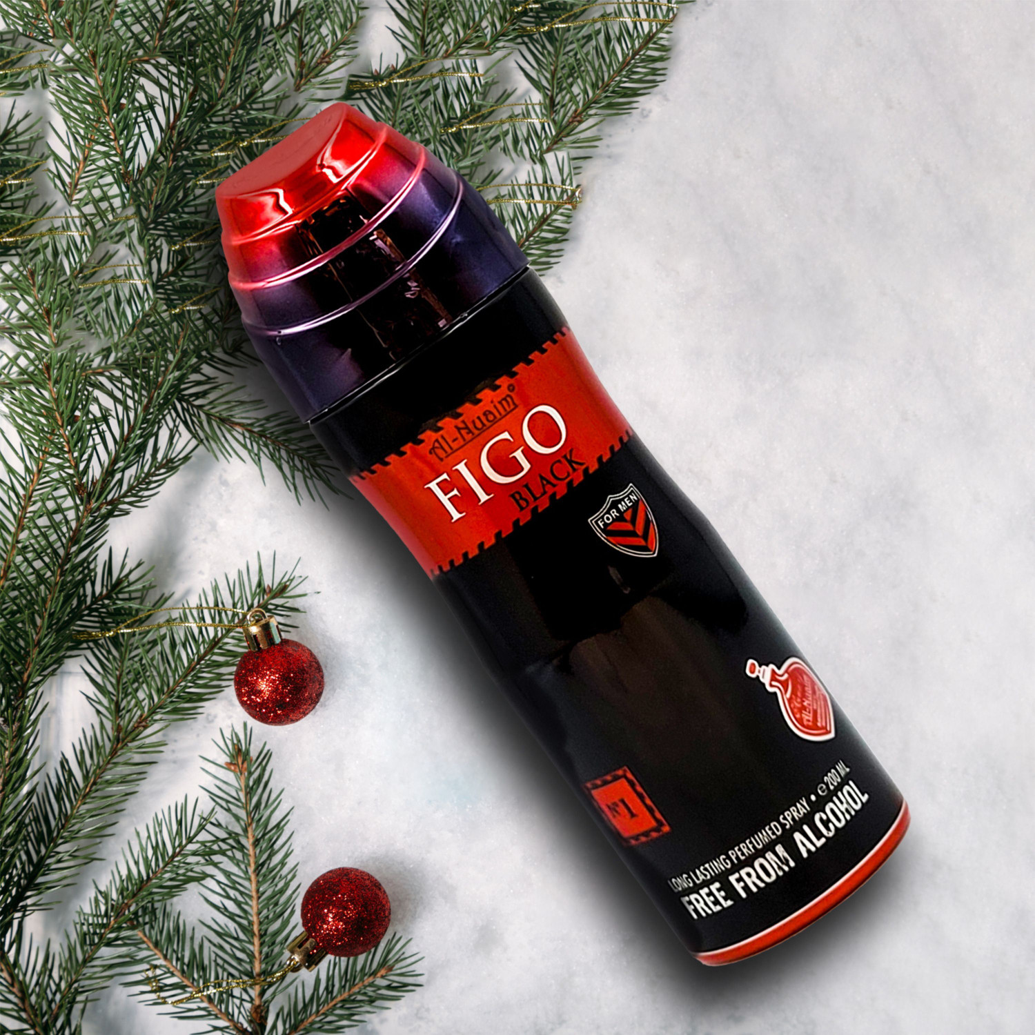 Image of Al-Nuaim Figo Black Alcohol Free Deodorant |Long Lasting Perfumed Spray - 200ml Each Body Spray - For Men