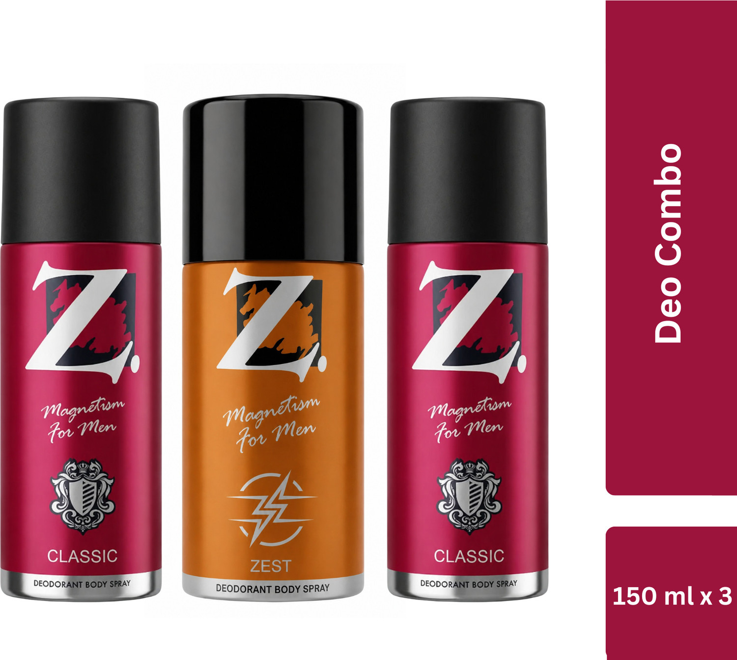 Image of Z - Magnetism for Men Classic Zest Deo, Super Saver Pack, Fragrance Deodorant, Prevents Odor, Combo Body Spray - For Men