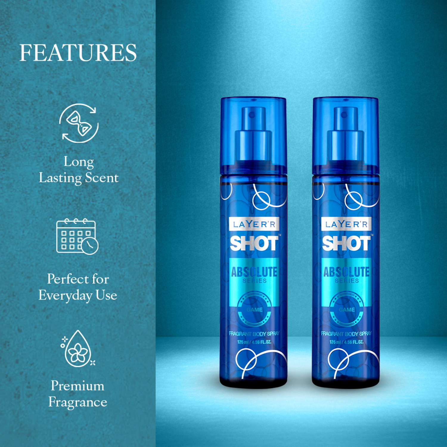 Image of LAYER'R Shot Absolute Series GAME Long Lasting Fragrance Body Spray - For Men