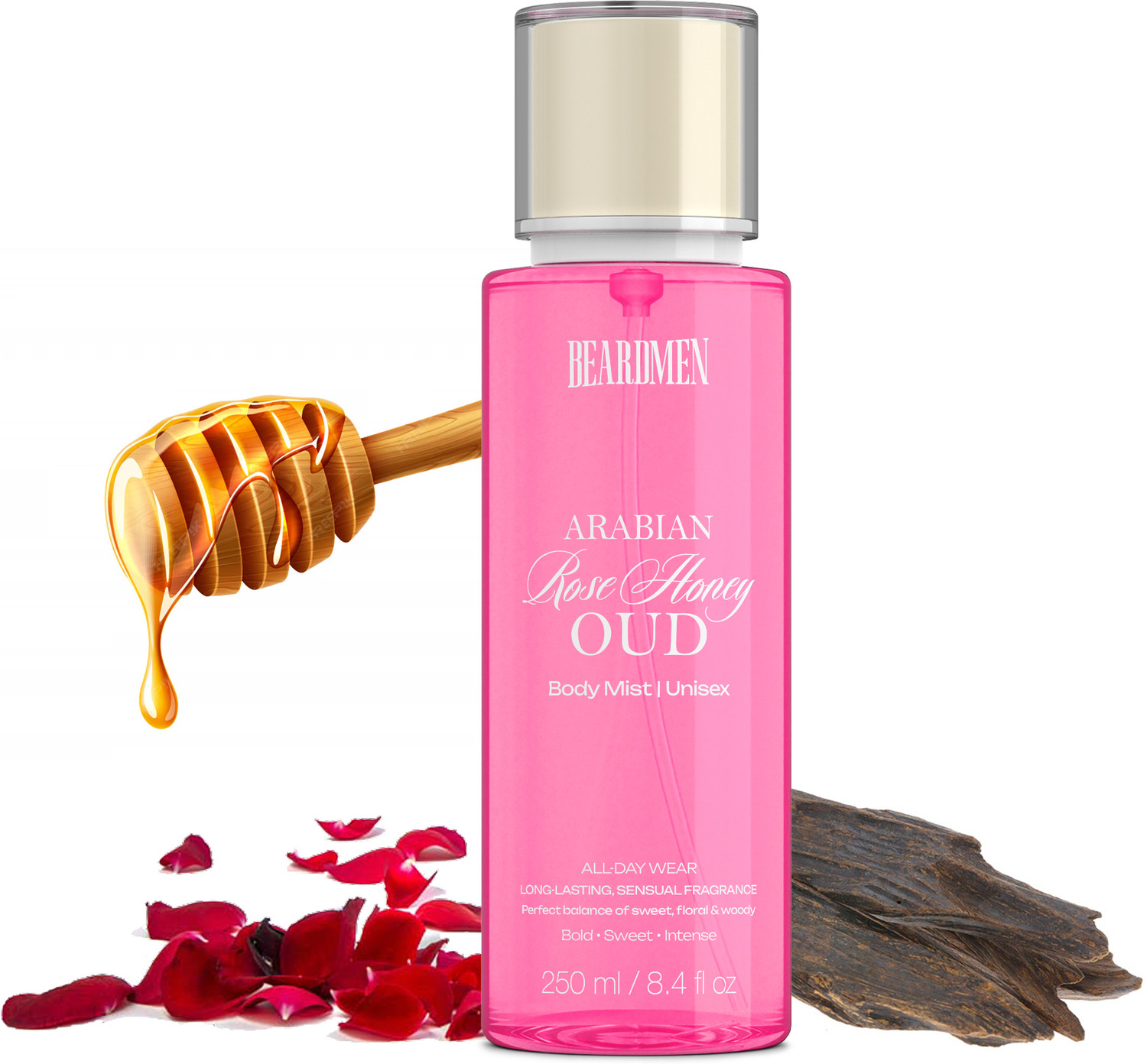 Image of BEARDMEN Arabian Rose Honey Oud BodyMist | Long-Lasting Sweet & Woody Fragrance Body Mist - For Men & Women