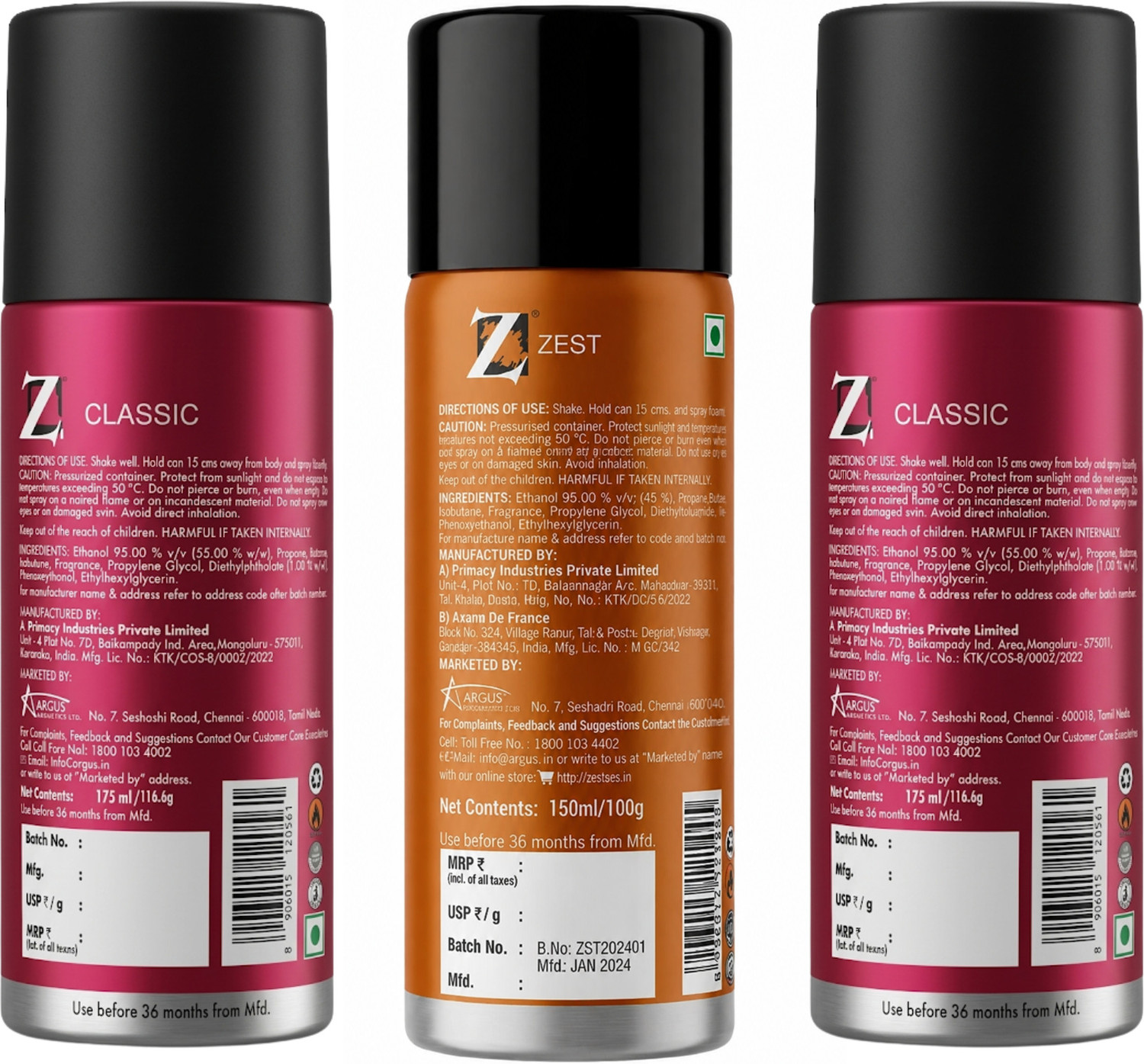 Image of Z - Magnetism for Men Classic Zest Deo, Super Saver Pack, Fragrance Deodorant, Prevents Odor, Combo Body Spray - For Men