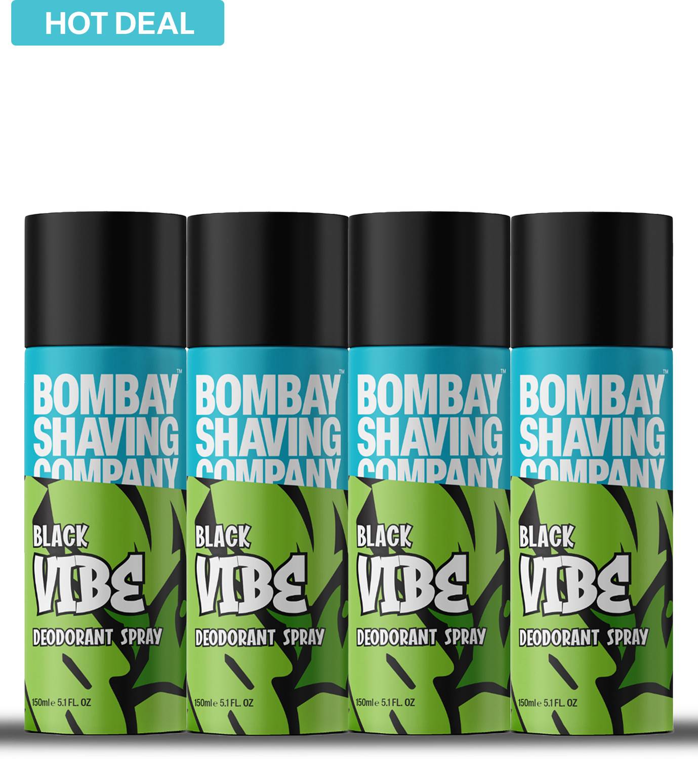 BOMBAY SHAVING COMPANY Black Vibe 150ml x 4 Combo Deodorant Spray - For Men