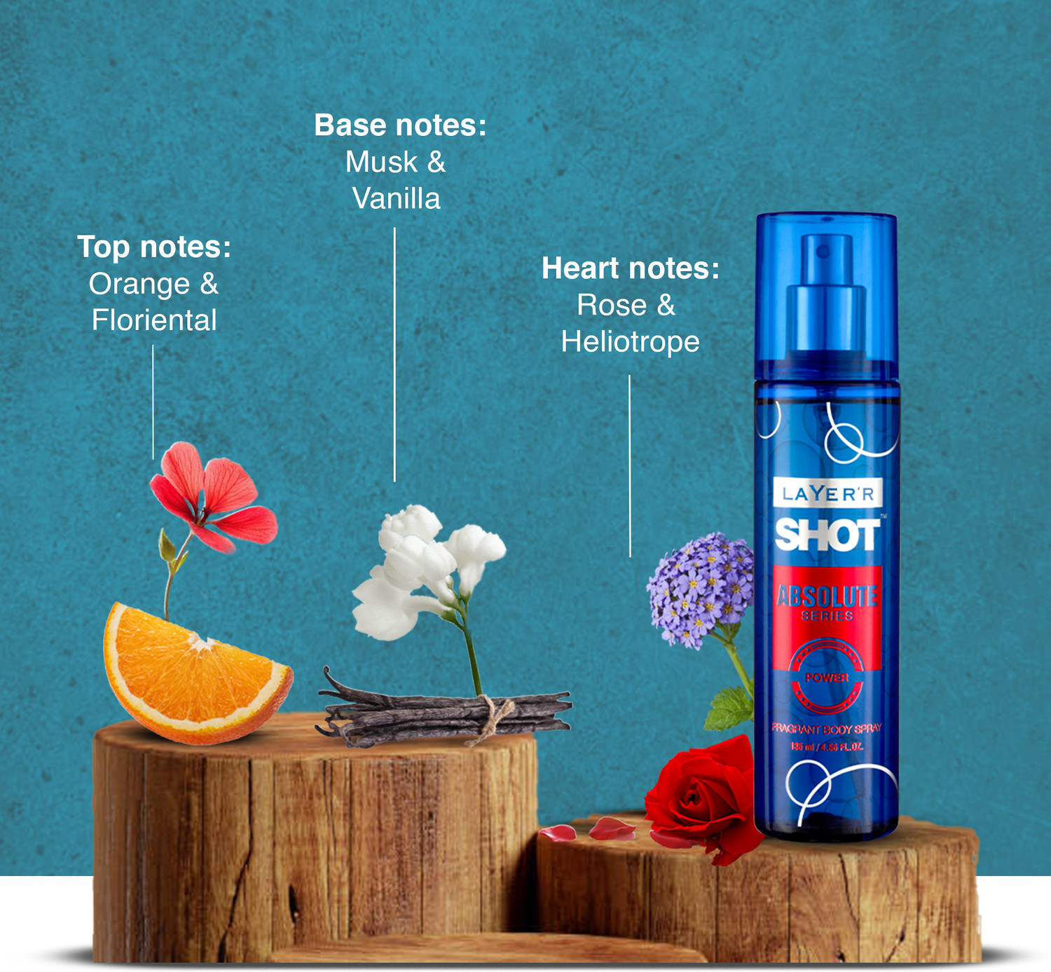 Image of LAYER'R Shot Absolute Series POWER Long Lasting Fragrance Body Spray - For Men