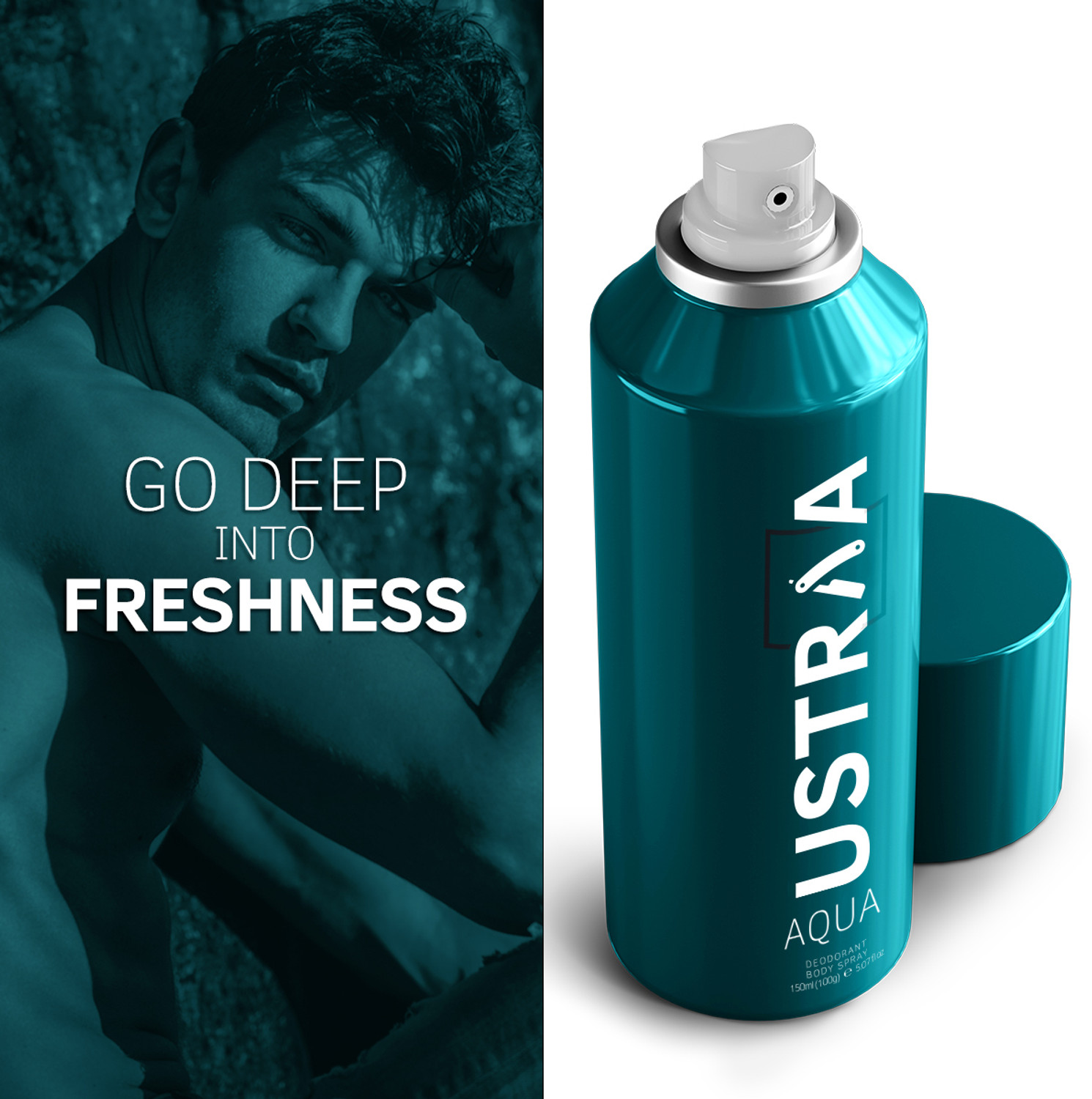 Image of USTRAA Aqua Deodorant | Refreshing Aquatic Fragrance | Keeps Odour in Check Deodorant Spray - For Men