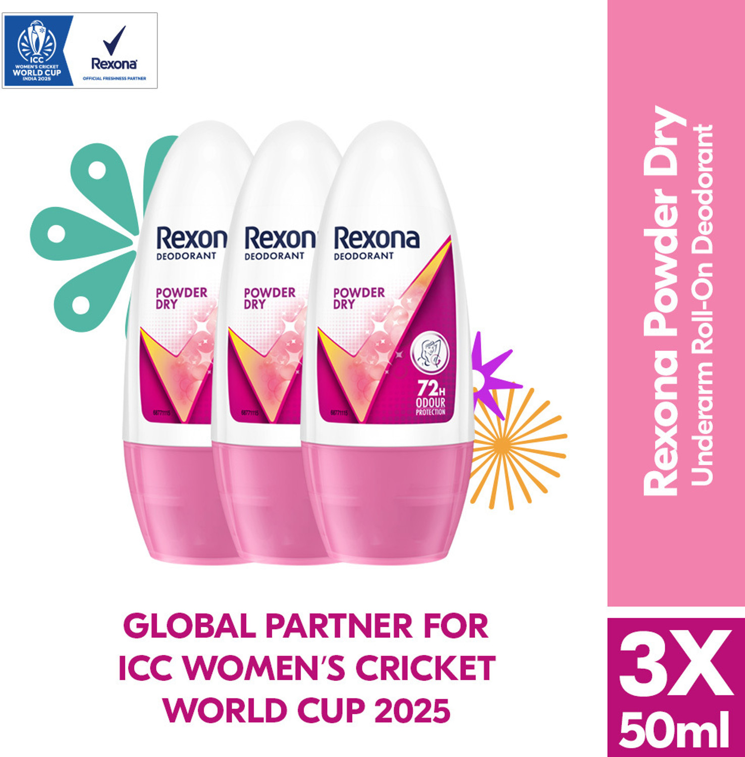 Image of Rexona Powder Dry Underarm Roll On Deodorant For Women (PO3) Deodorant Roll-on - For Women