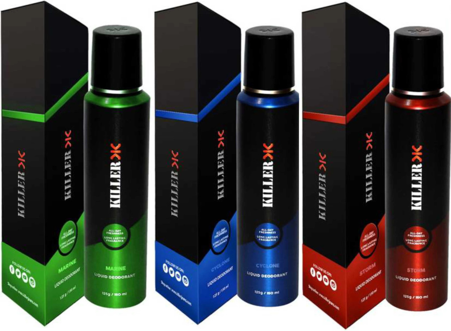 Image of KILLER NEW Marine, Cyclone, Storm (150ml Each) Deodorant Spray - For Men & Women