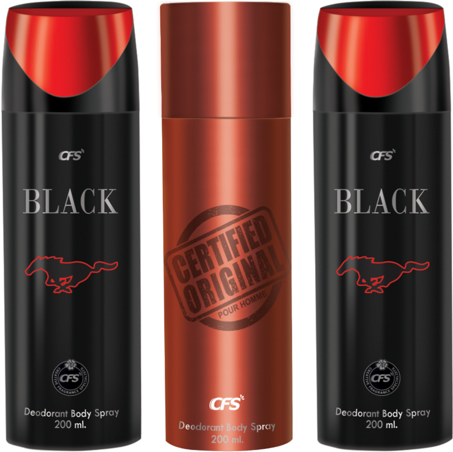 Image of CFS Black 2pcs & Certified Brown 1pc Deodorant Body Spray Long lasting Freshness Deodorant Spray - For Men & Women