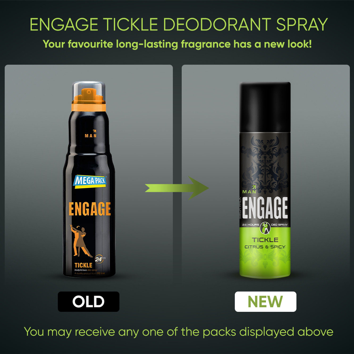 Image of Engage Deo Combo, 2 Nudge (220ml) & 2 Tickle (220ml), Deodorant Spray (Pack of 4) Deodorant Spray - For Men (880 ml, Pack of 4)