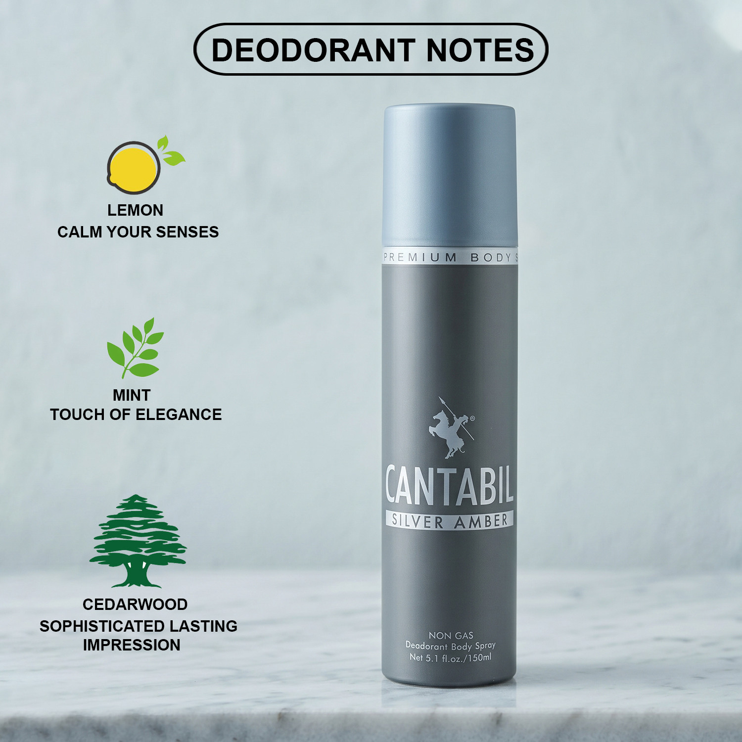 Image of CANTABIL Silver Amber ,Midnight Date ,Burnt Brick Unisex Long Lasting No Gas Deodorant Spray - For Men & Women
