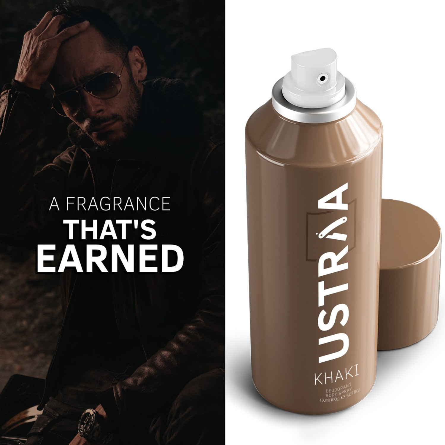 Image of USTRAA KHAKI Deodorant Body Spray - 150ml - Pack of 3 Deodorant Spray - For Men (450 ml, Pack of 3)