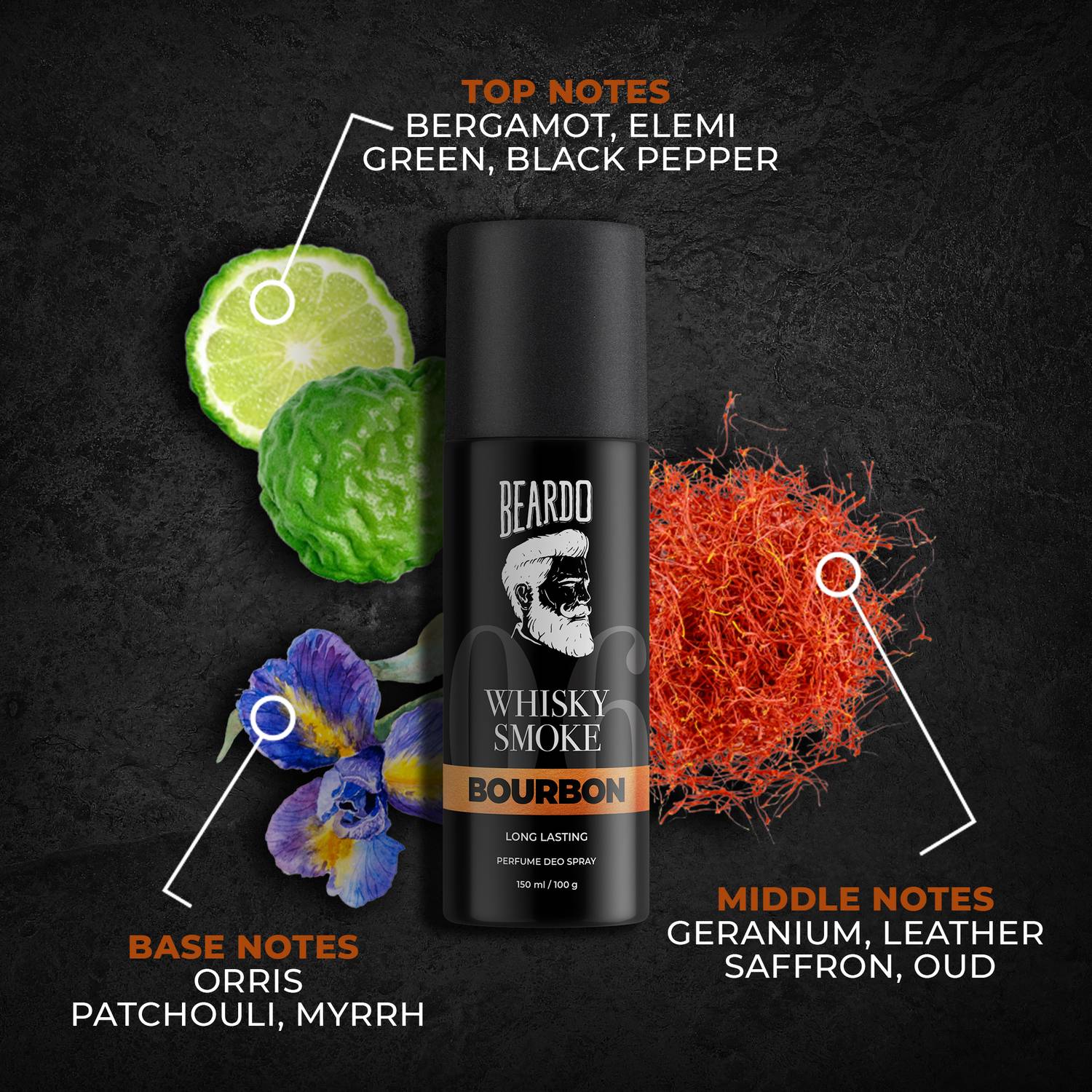 BEARDO Whisky Smoke & Bourbon Body Spray 150ml - Image 3