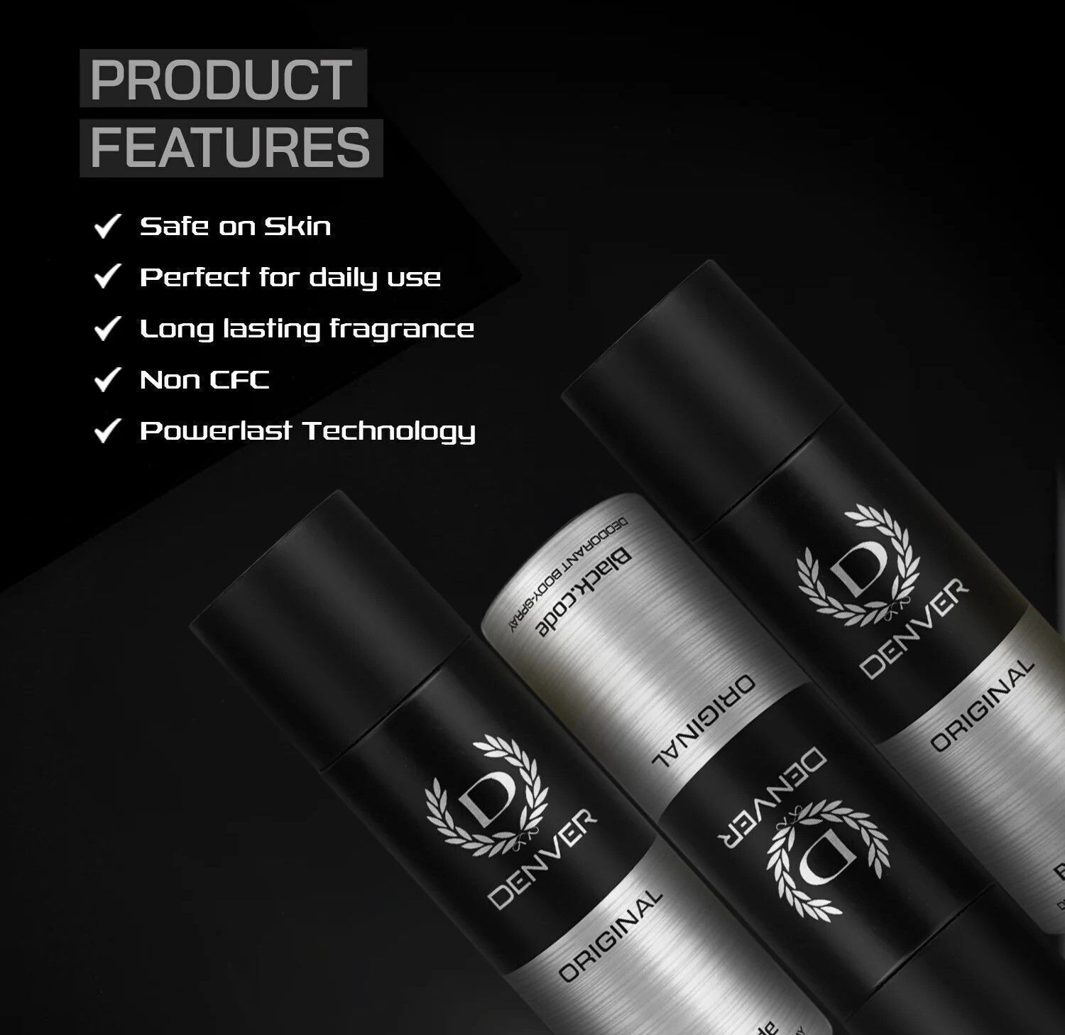 Image of DENVER HONOUR,BLACK CODE,IMPERIAL,PRIDE Smell Good. Feel Better Deodorant Spray - For Men