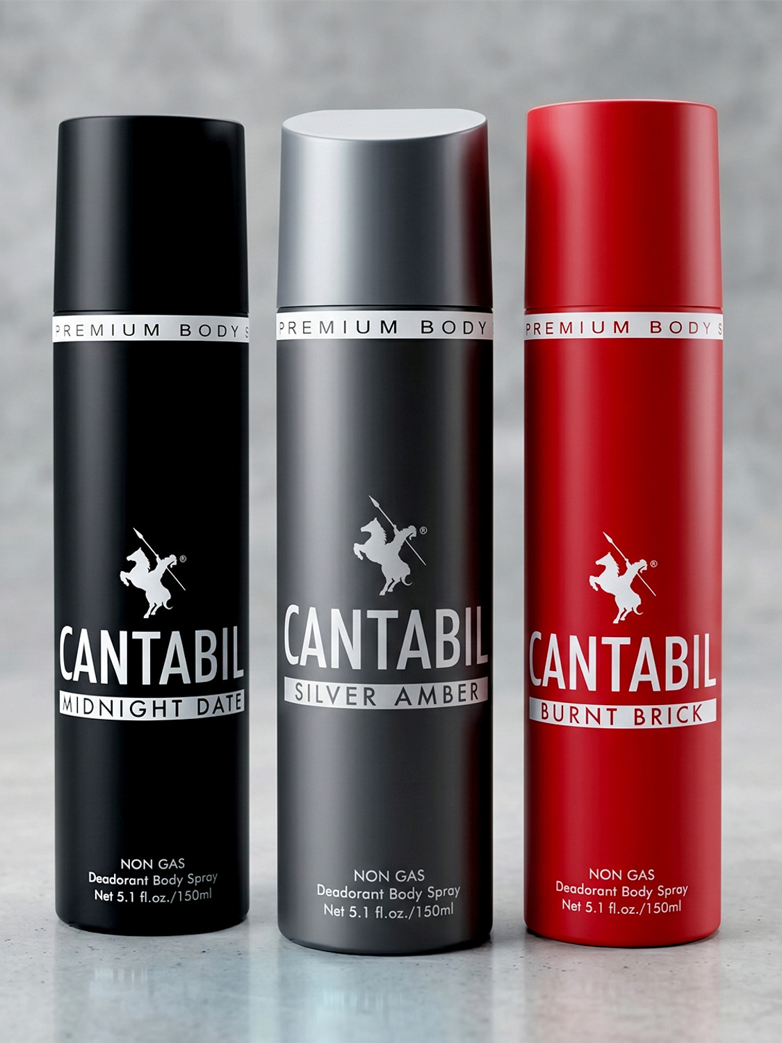 Image of CANTABIL Silver Amber ,Midnight Date ,Burnt Brick Unisex Long Lasting No Gas Deodorant Spray - For Men & Women